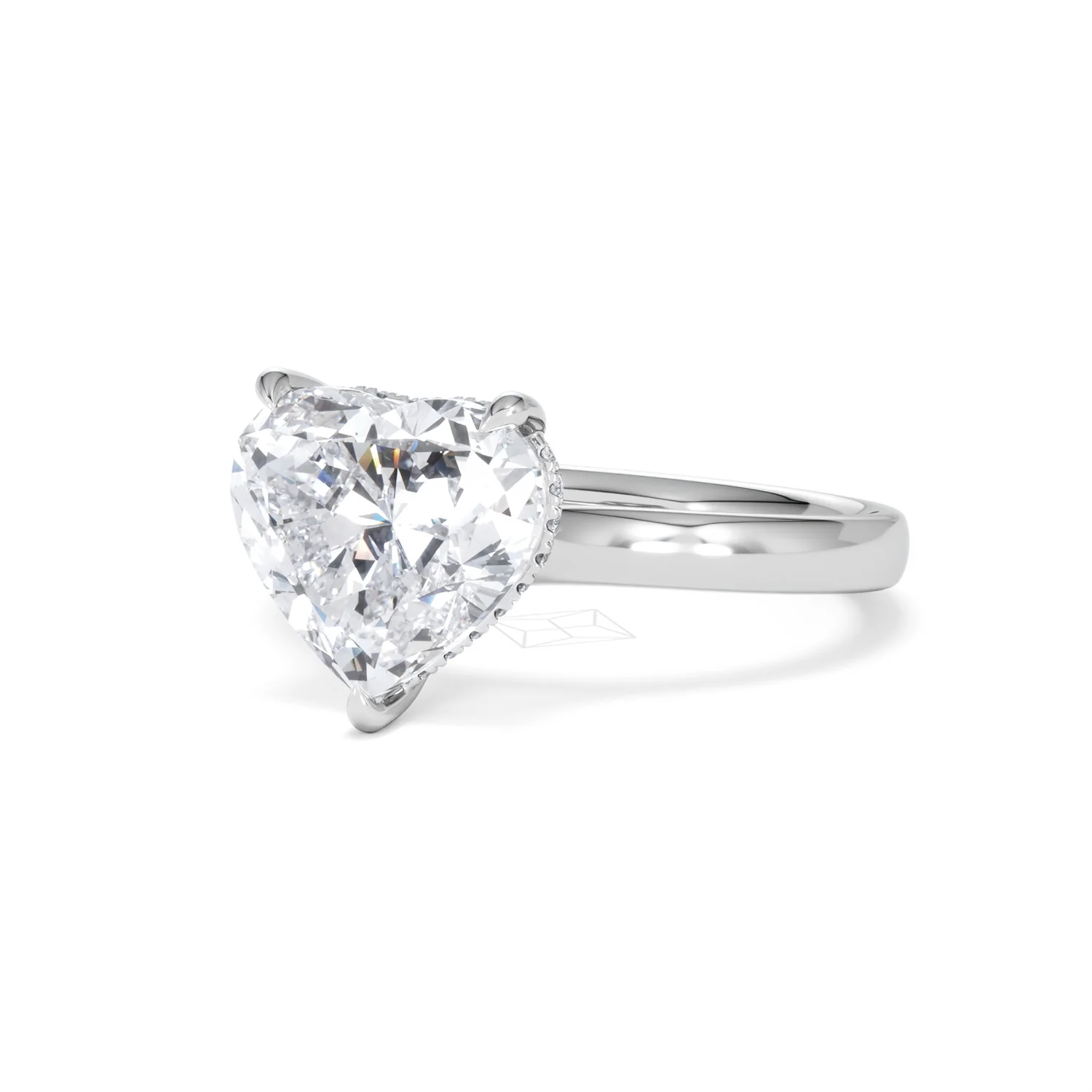 Amora Heart 3.11ct Hidden Halo Lab Diamond Engagement Ring G/VS Set in Platinum - Image 82
