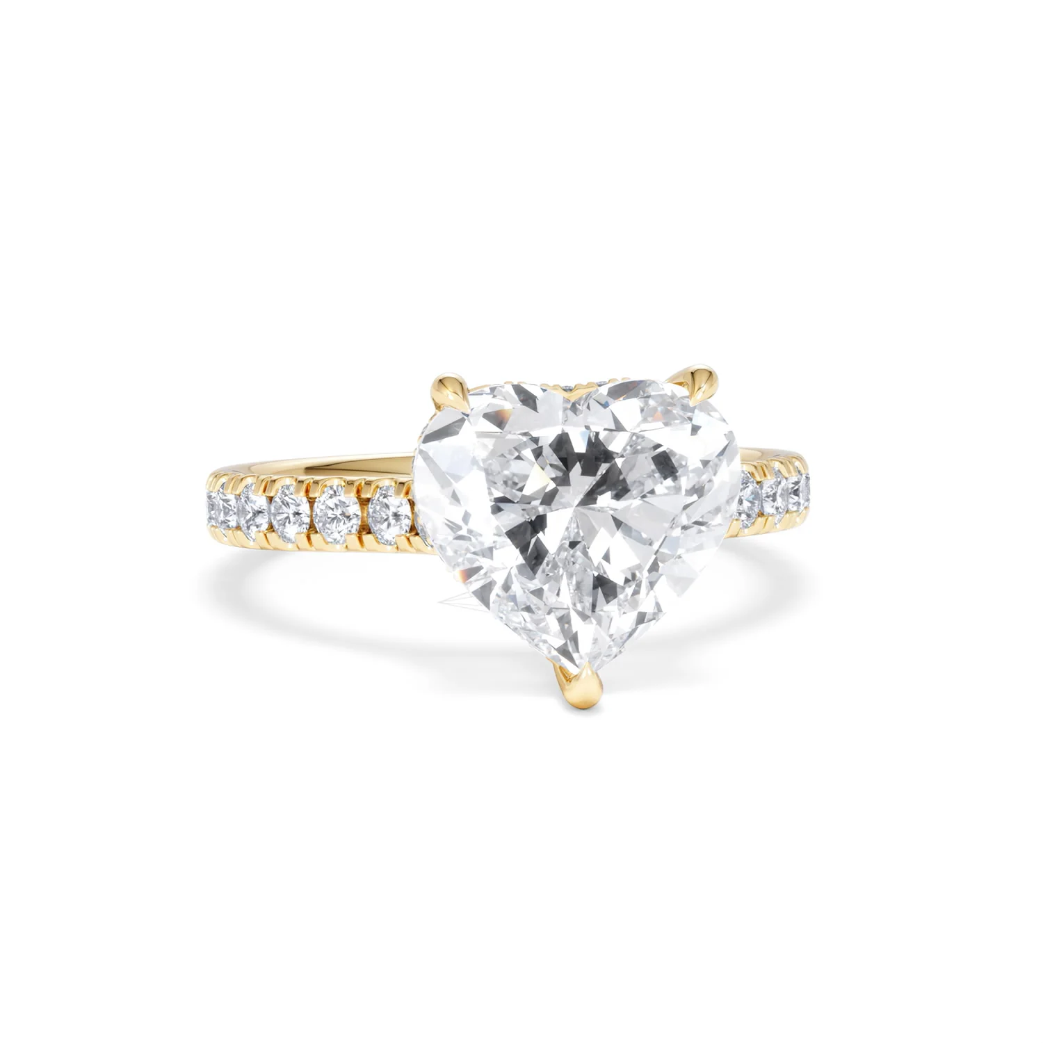 Amora Heart 3.36ct Hidden Halo Lab Diamond Engagement Ring With Side Stones Set in 18K Gold - Image 10