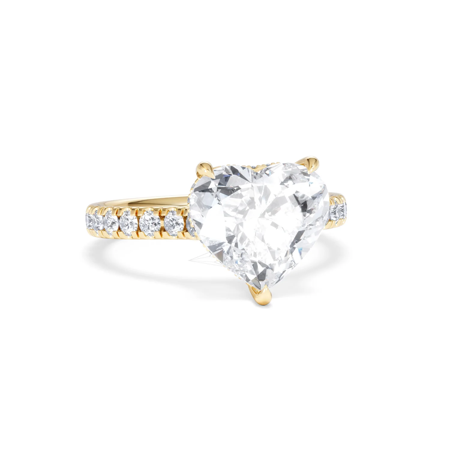 Amora Heart 3.36ct Hidden Halo Lab Diamond Engagement Ring With Side Stones Set in 18K Gold - Image 11