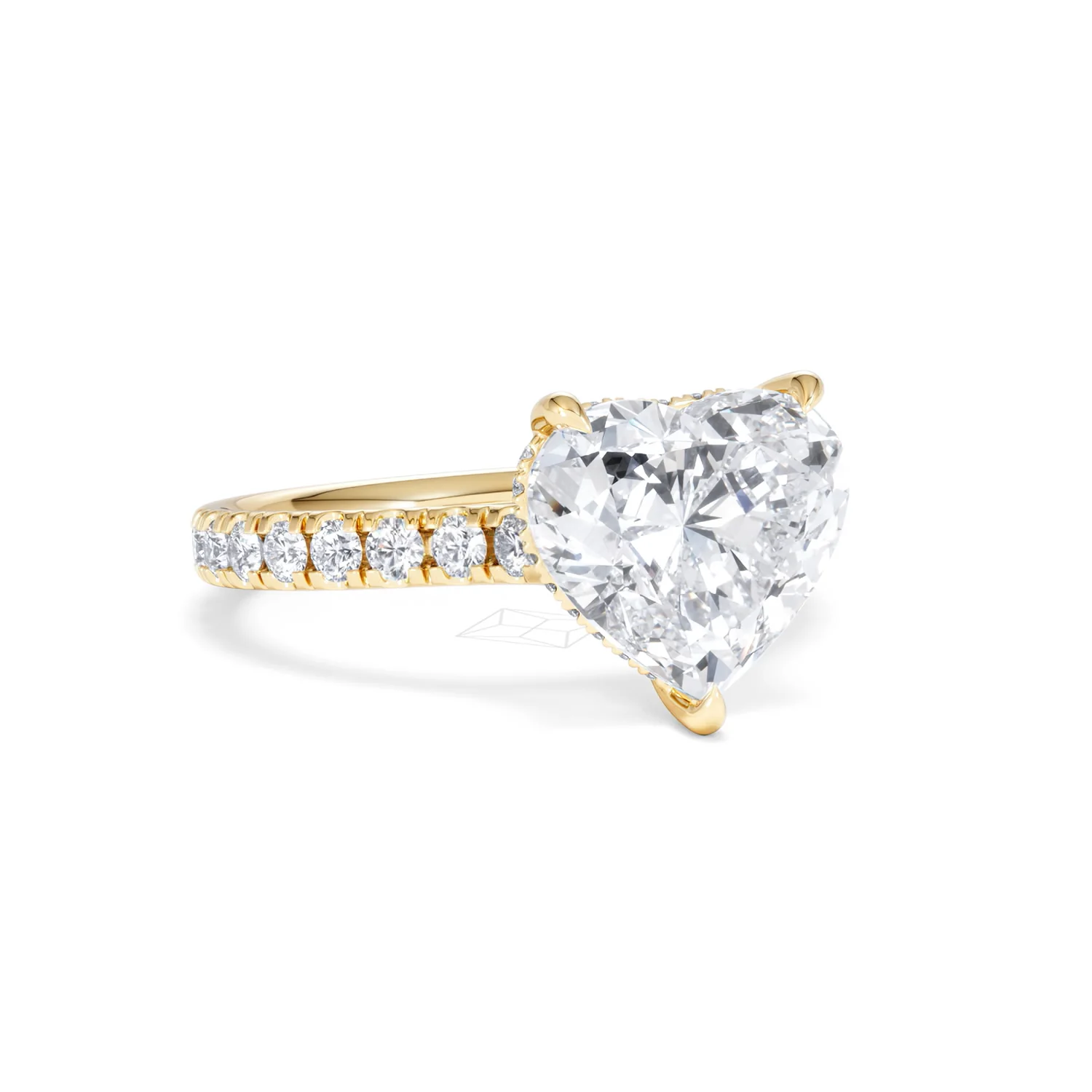 Amora Heart 3.36ct Hidden Halo Lab Diamond Engagement Ring With Side Stones Set in 18K Gold - Image 13