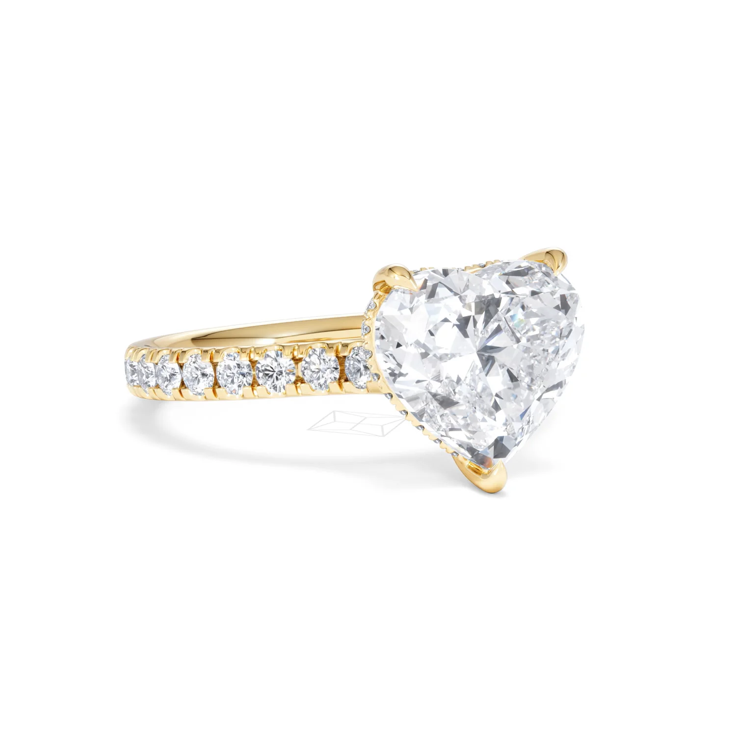 Amora Heart 3.36ct Hidden Halo Lab Diamond Engagement Ring With Side Stones Set in 18K Gold - Image 14