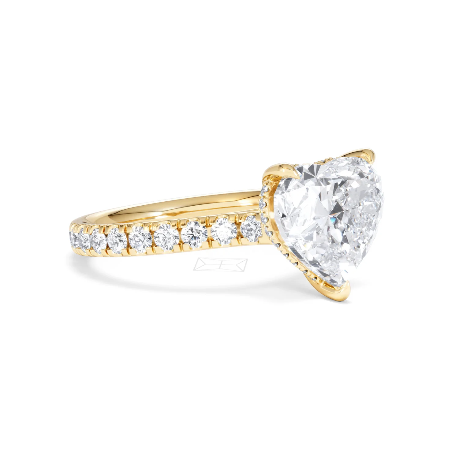 Amora Heart 3.36ct Hidden Halo Lab Diamond Engagement Ring With Side Stones Set in 18K Gold - Image 17