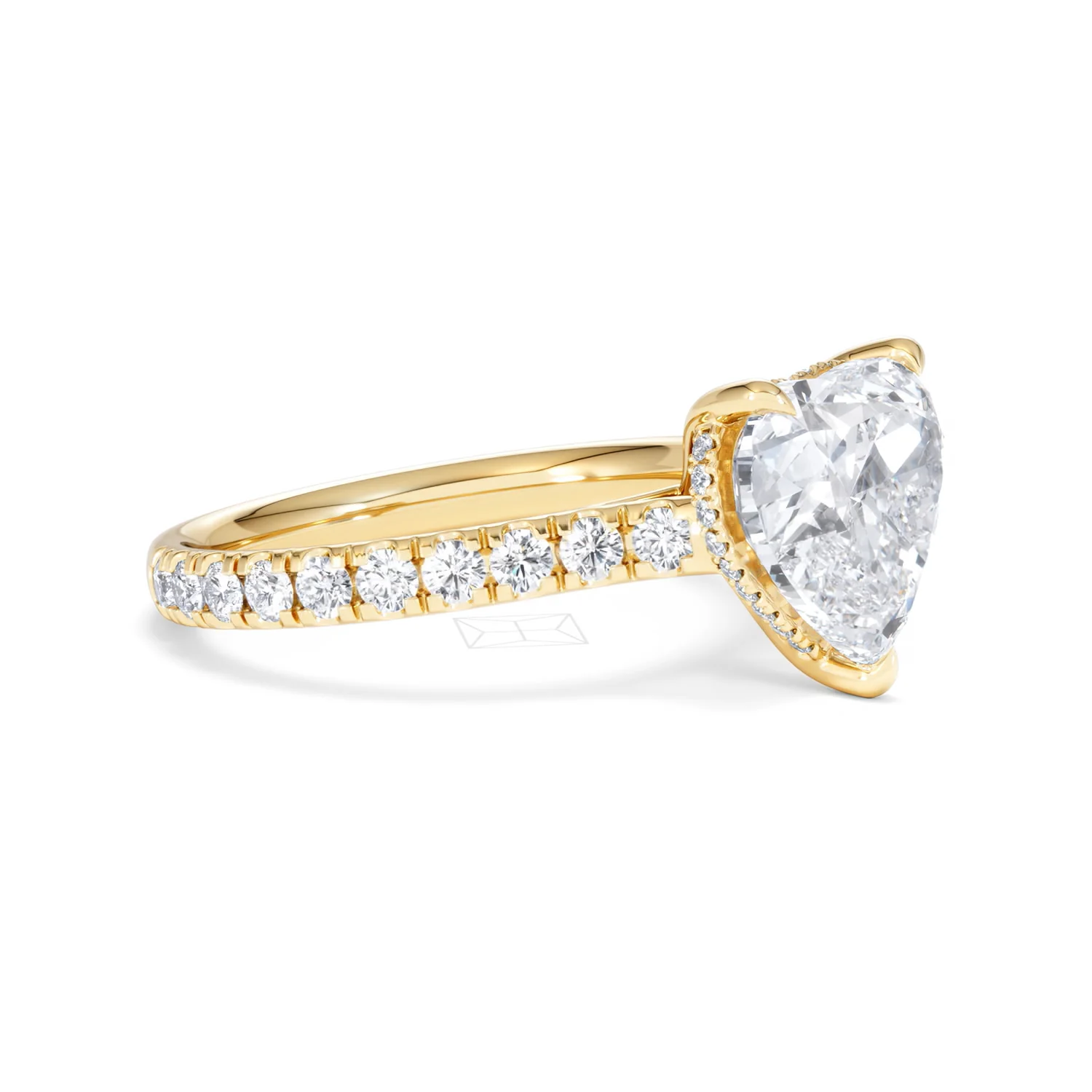 Amora Heart 3.36ct Hidden Halo Lab Diamond Engagement Ring With Side Stones Set in 18K Gold - Image 20