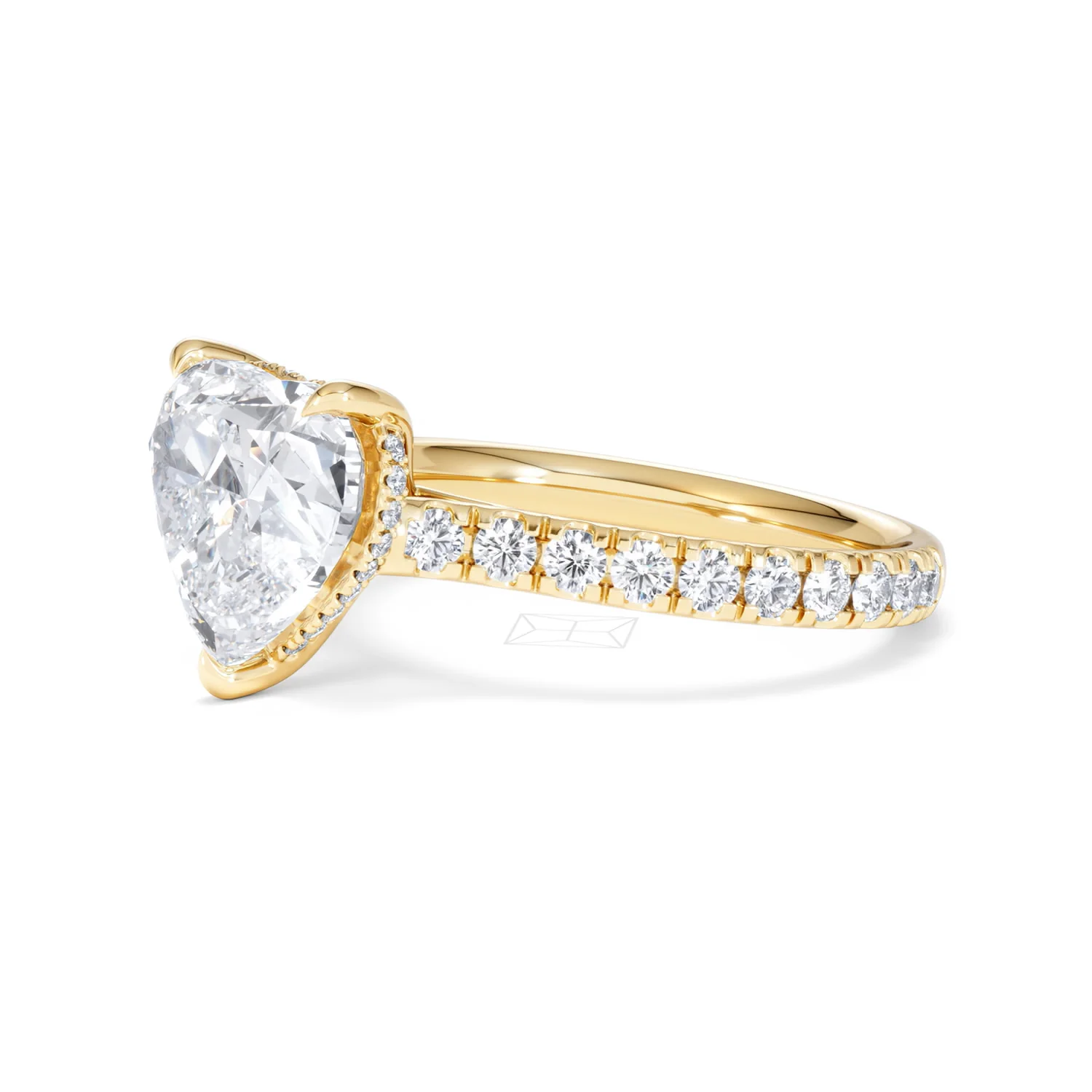 Amora Heart 3.36ct Hidden Halo Lab Diamond Engagement Ring With Side Stones Set in 18K Gold - Image 76