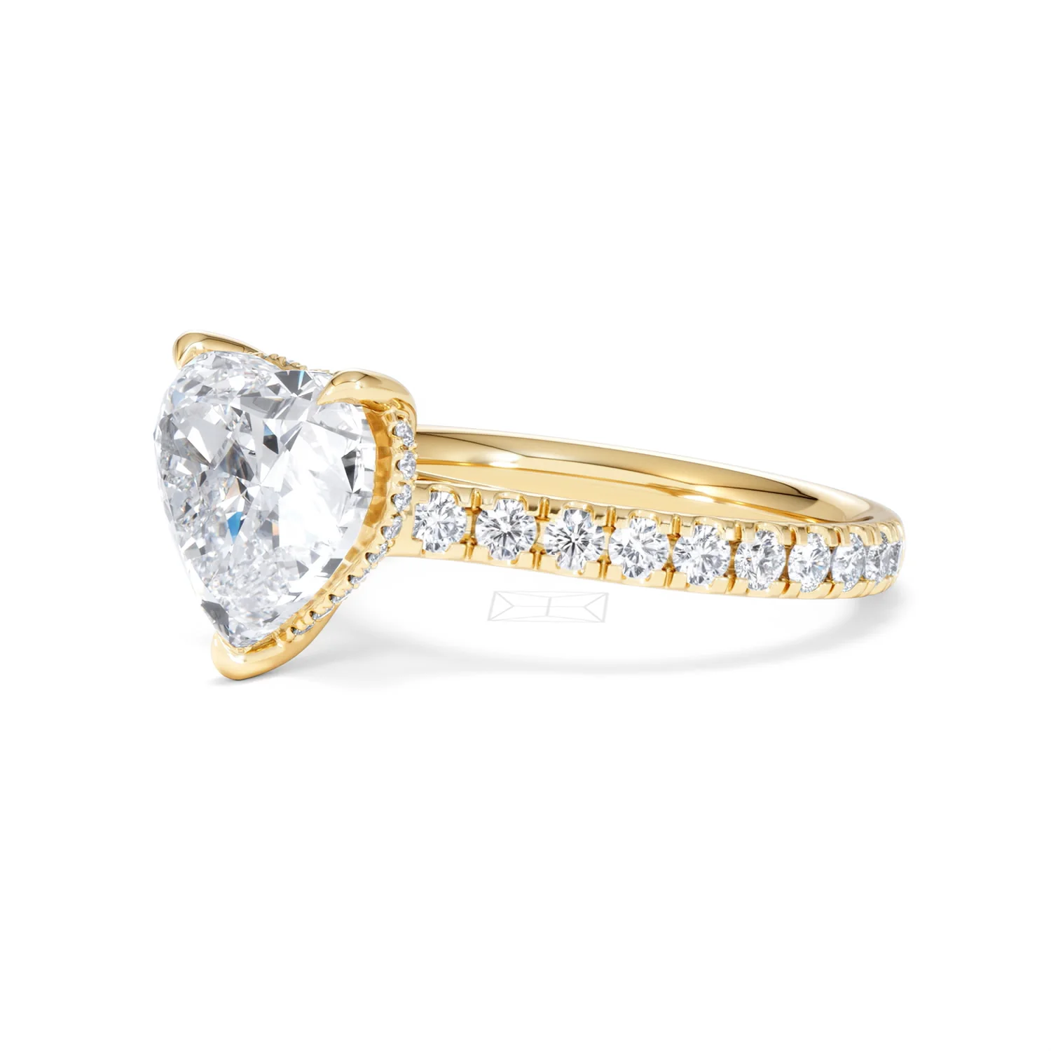 Amora Heart 3.36ct Hidden Halo Lab Diamond Engagement Ring With Side Stones Set in 18K Gold - Image 77