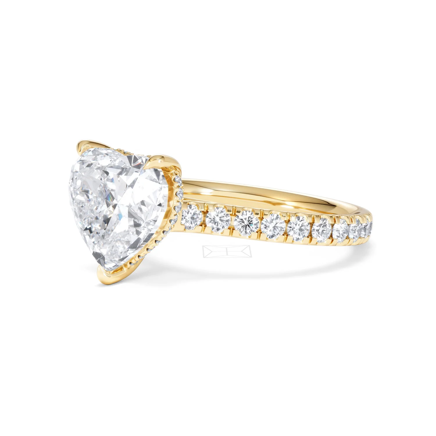 Amora Heart 3.36ct Hidden Halo Lab Diamond Engagement Ring With Side Stones Set in 18K Gold - Image 78