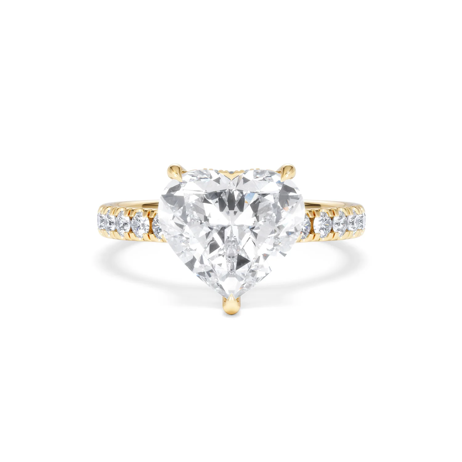 Amora Heart 3.36ct Hidden Halo Lab Diamond Engagement Ring With Side Stones Set in 18K Gold - Image 8