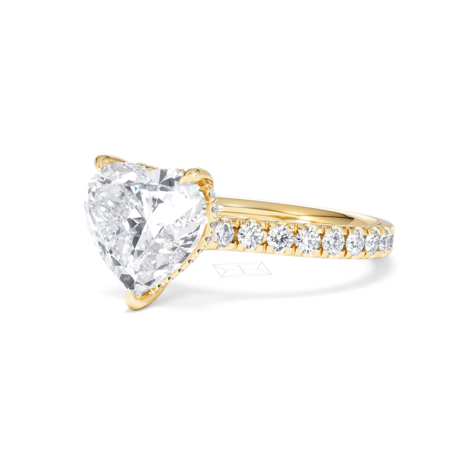 Amora Heart 3.36ct Hidden Halo Lab Diamond Engagement Ring With Side Stones Set in 18K Gold - Image 80