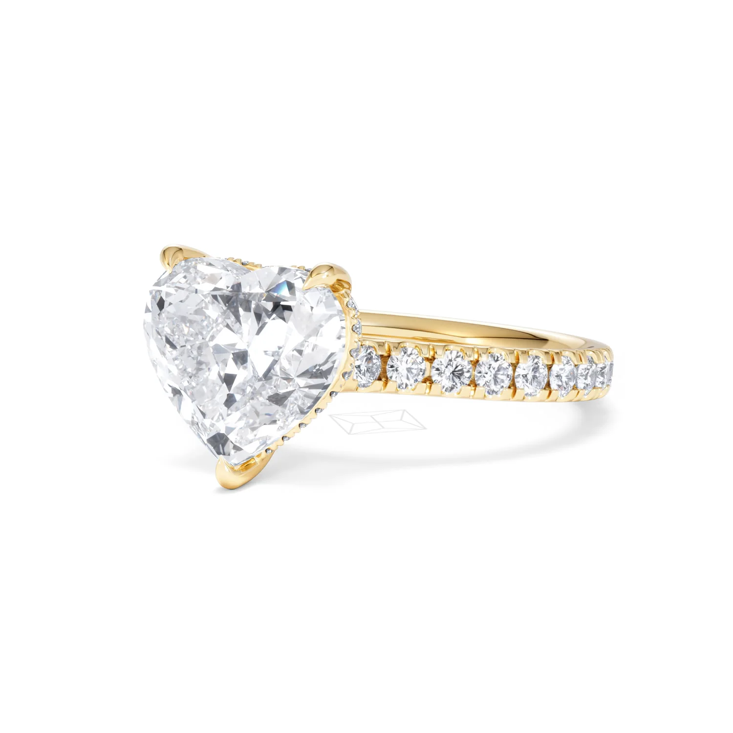 Amora Heart 3.36ct Hidden Halo Lab Diamond Engagement Ring With Side Stones Set in 18K Gold - Image 81