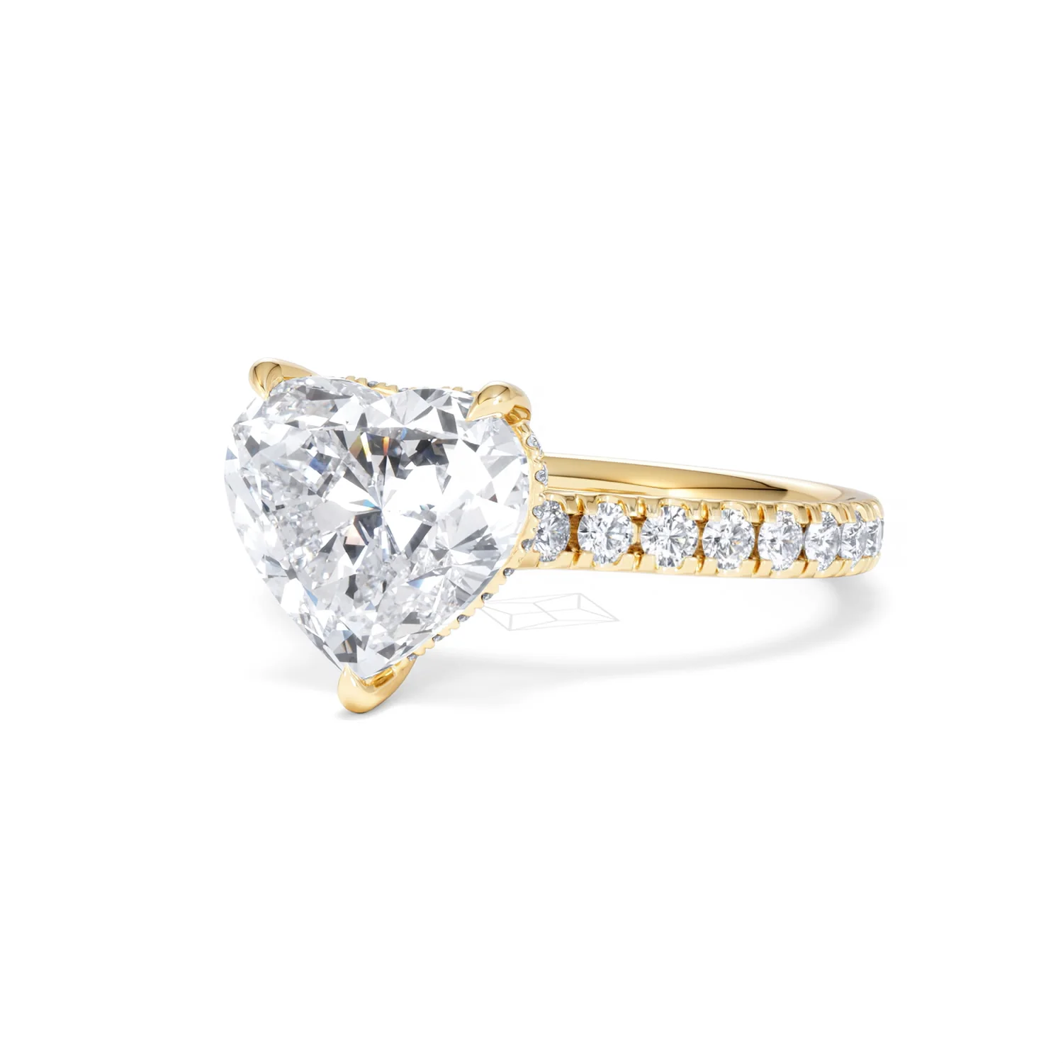 Amora Heart 3.36ct Hidden Halo Lab Diamond Engagement Ring With Side Stones Set in 18K Gold - Image 82