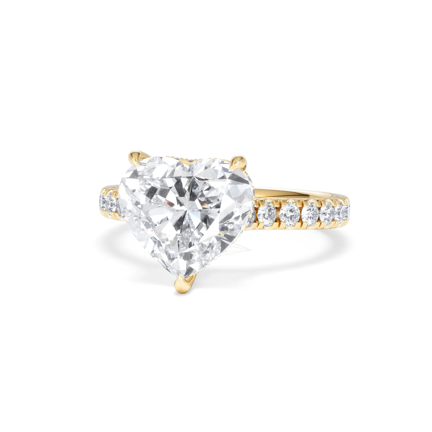 Amora Heart 3.36ct Hidden Halo Lab Diamond Engagement Ring With Side Stones Set in 18K Gold - Image 85
