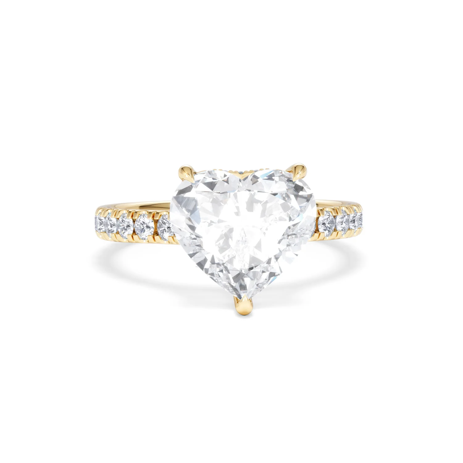 Amora Heart 3.36ct Hidden Halo Lab Diamond Engagement Ring With Side Stones Set in 18K Gold - Image 9