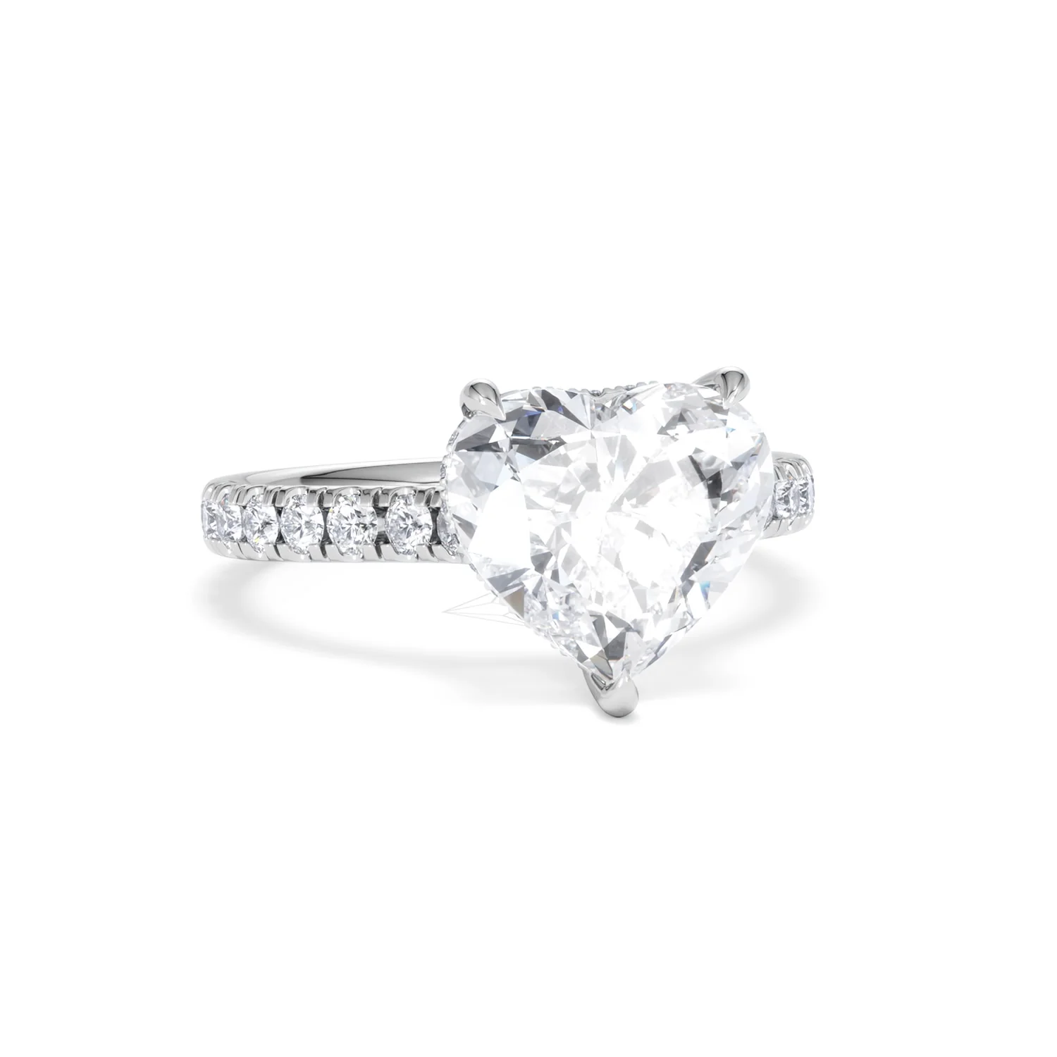 Amora Heart 3.36ct Hidden Halo Lab Diamond Engagement Ring With Side Stones Set in 18K Platinum - Image 11