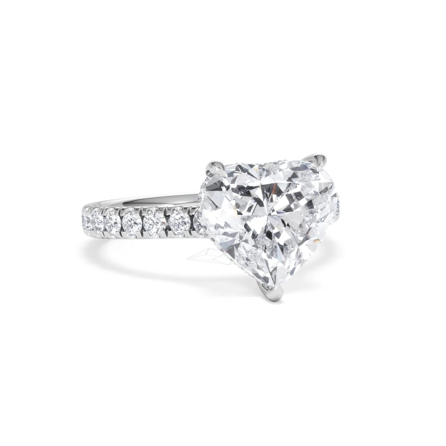 Amora Heart 3.36ct Hidden Halo Lab Diamond Engagement Ring With Side Stones Set in 18K Platinum - Image 12