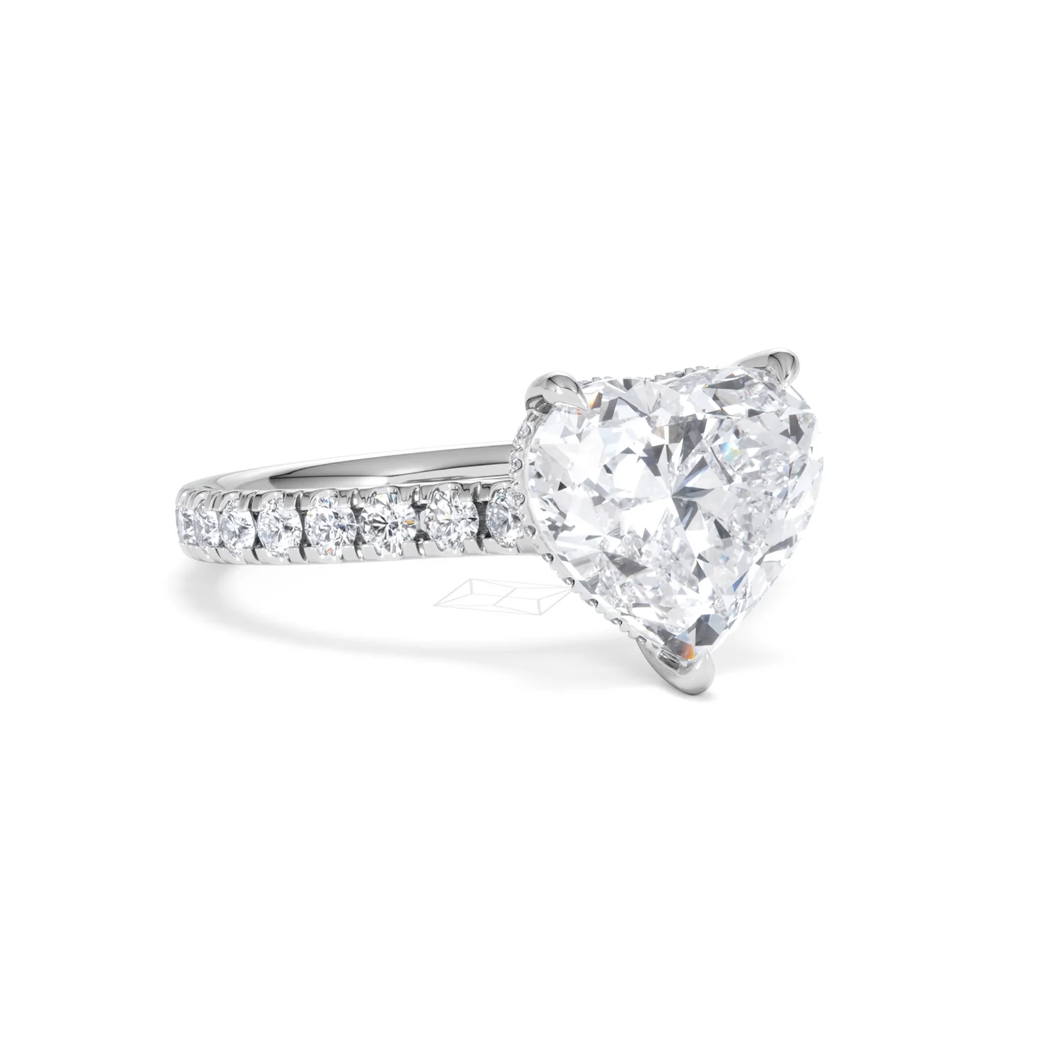Amora Heart 3.36ct Hidden Halo Lab Diamond Engagement Ring With Side Stones Set in 18K Platinum - Image 14