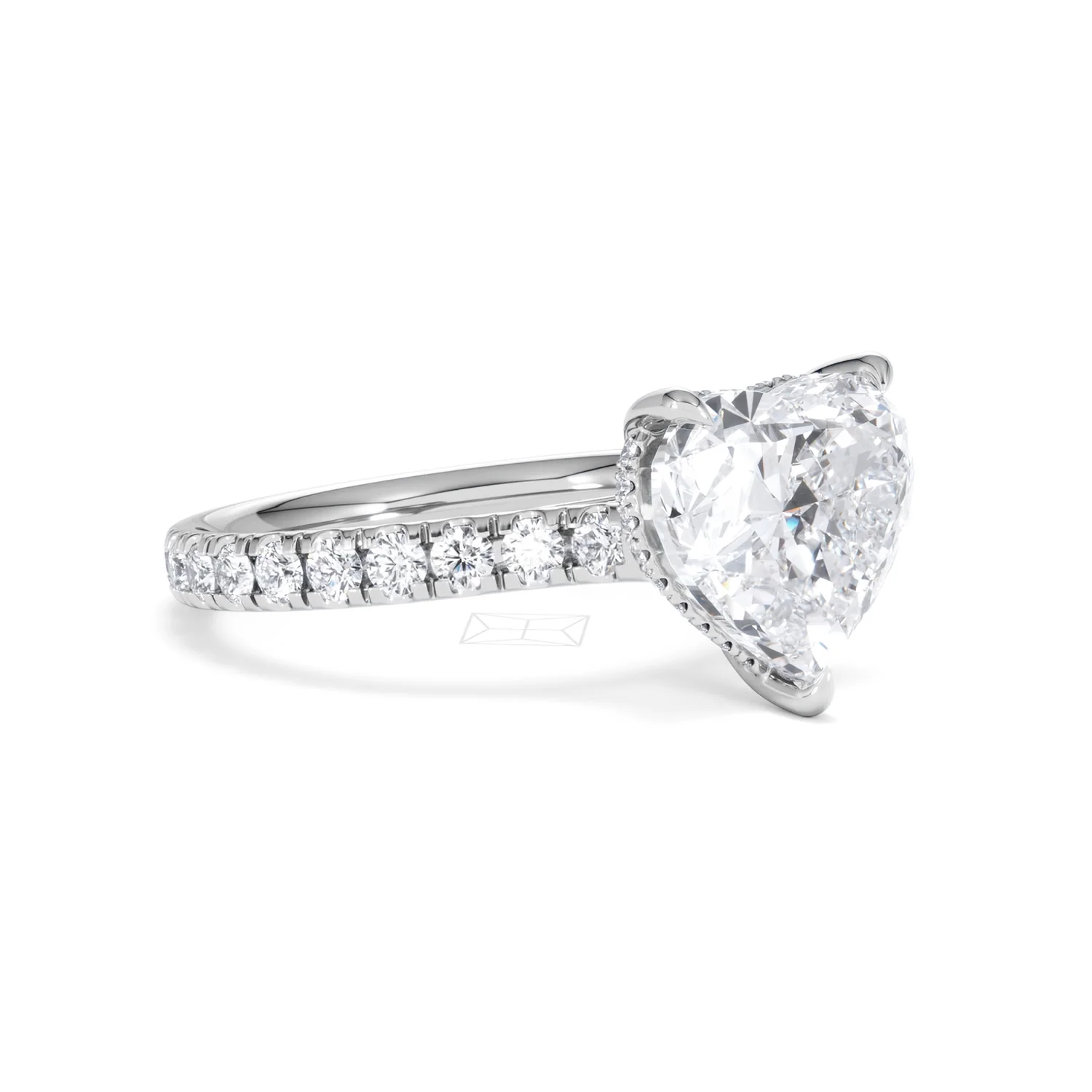 Amora Heart 3.36ct Hidden Halo Lab Diamond Engagement Ring With Side Stones Set in 18K Platinum - Image 17