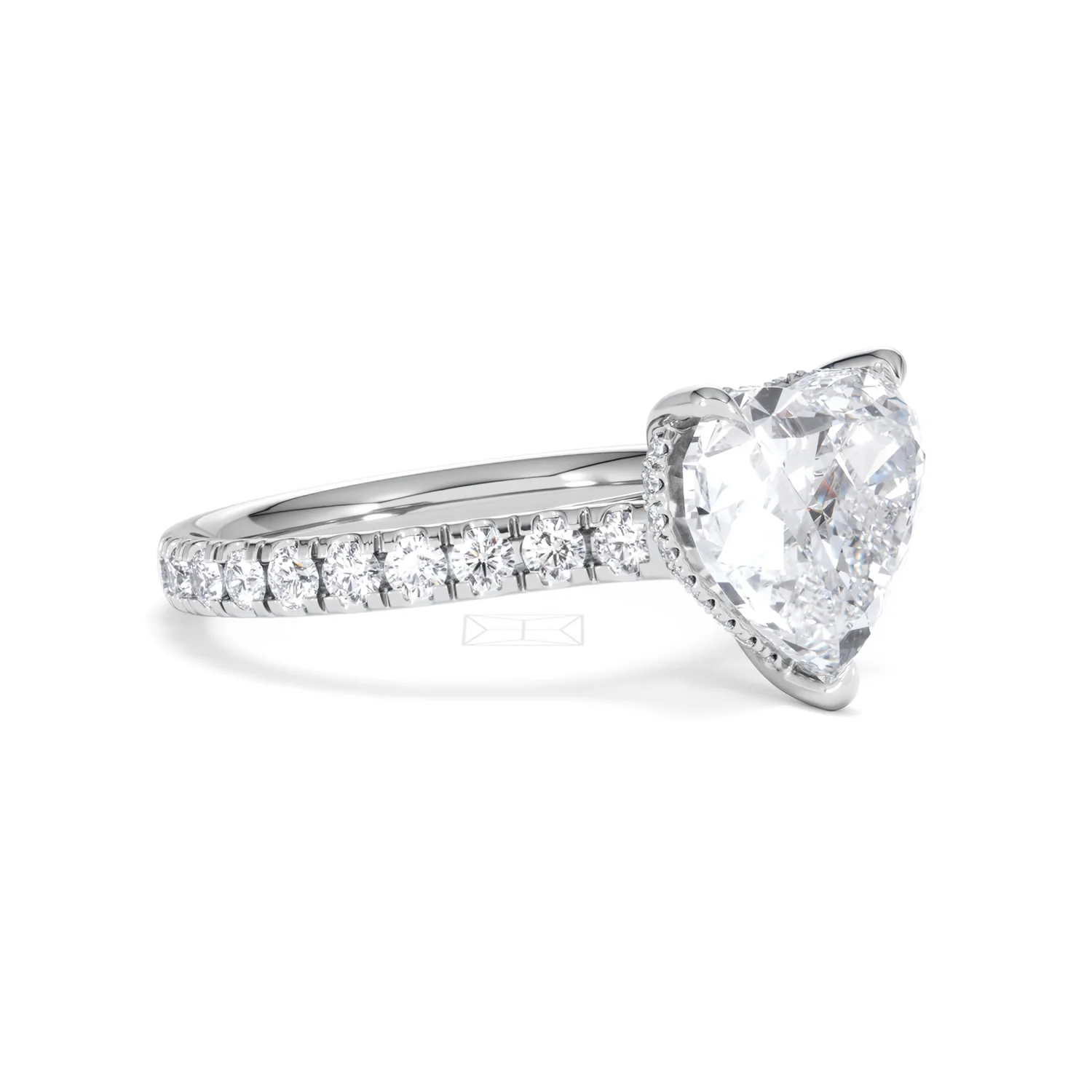 Amora Heart 3.36ct Hidden Halo Lab Diamond Engagement Ring With Side Stones Set in 18K Platinum - Image 18