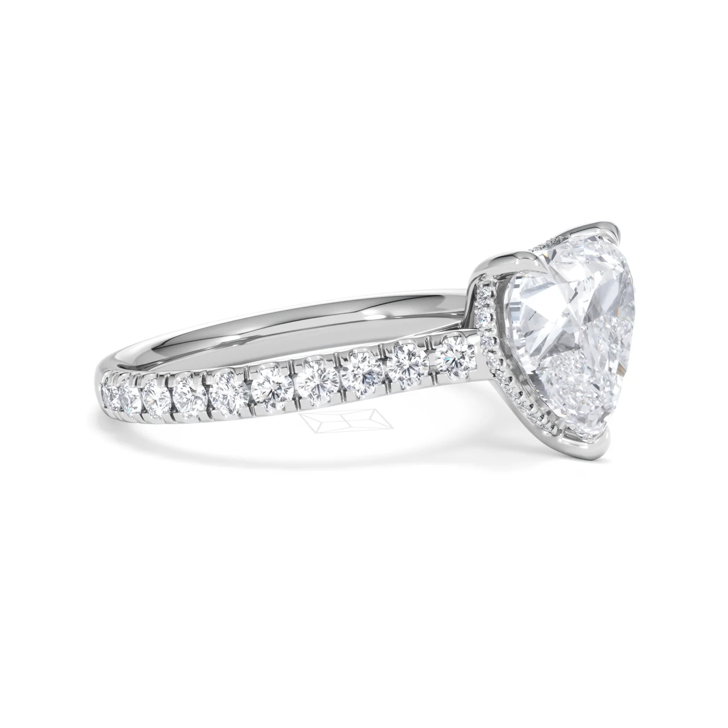 Amora Heart 3.36ct Hidden Halo Lab Diamond Engagement Ring With Side Stones Set in 18K Platinum - Image 21