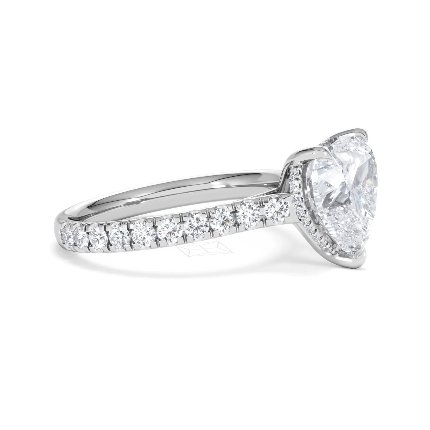 Amora Heart 3.36ct Hidden Halo Lab Diamond Engagement Ring With Side Stones Set in 18K Platinum - Image 22