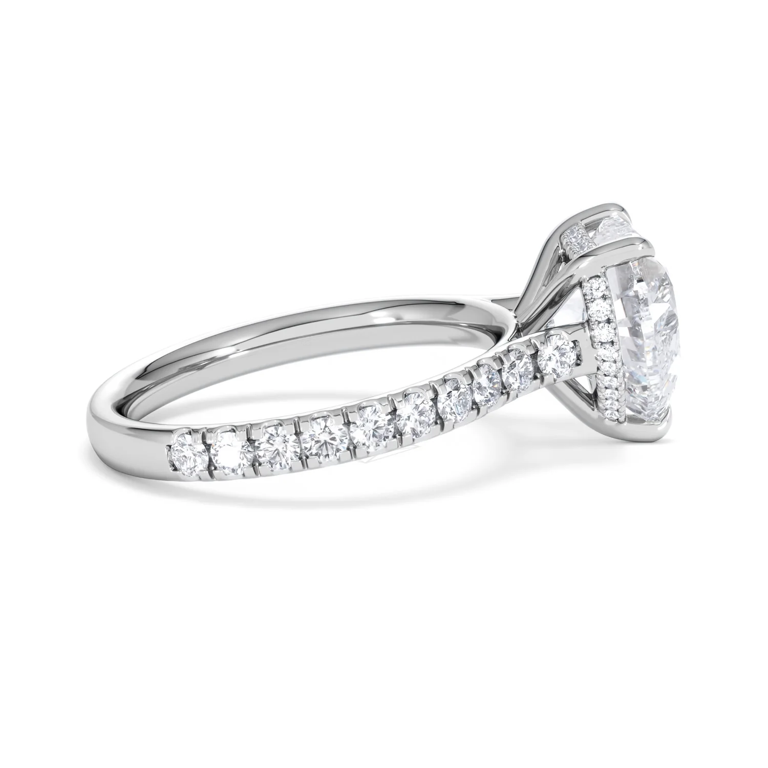 Amora Heart 3.36ct Hidden Halo Lab Diamond Engagement Ring With Side Stones Set in 18K Platinum - Image 29