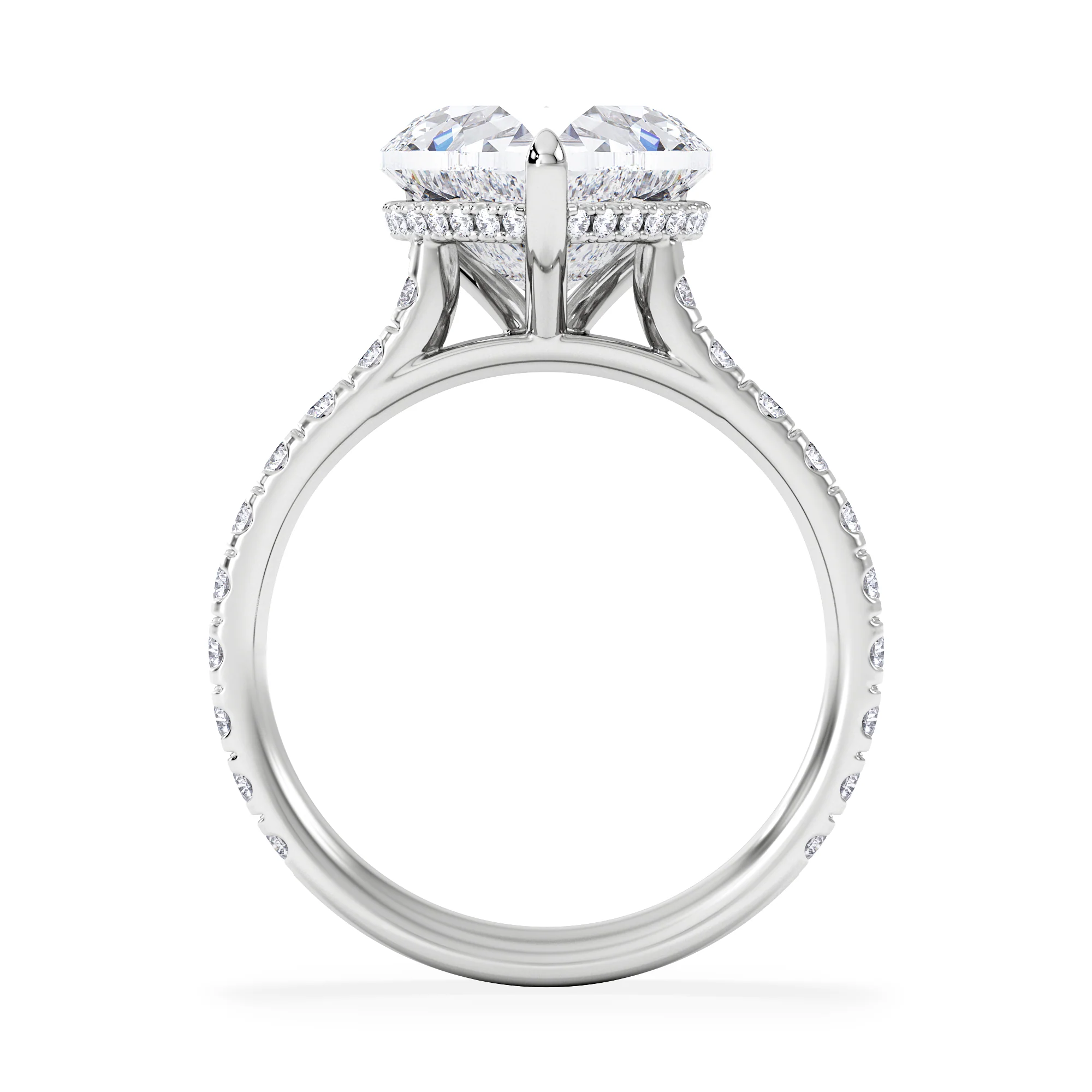 Amora Heart 3.36ct Hidden Halo Lab Diamond Engagement Ring With Side Stones Set in 18K Platinum - Image 3