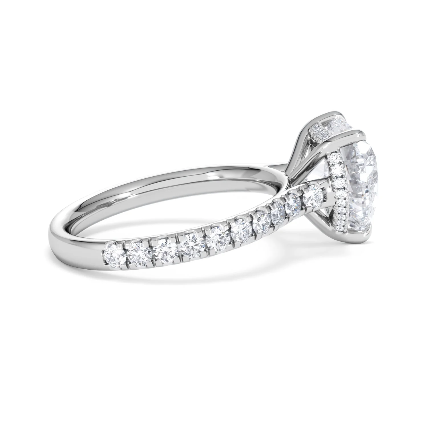 Amora Heart 3.36ct Hidden Halo Lab Diamond Engagement Ring With Side Stones Set in 18K Platinum - Image 30