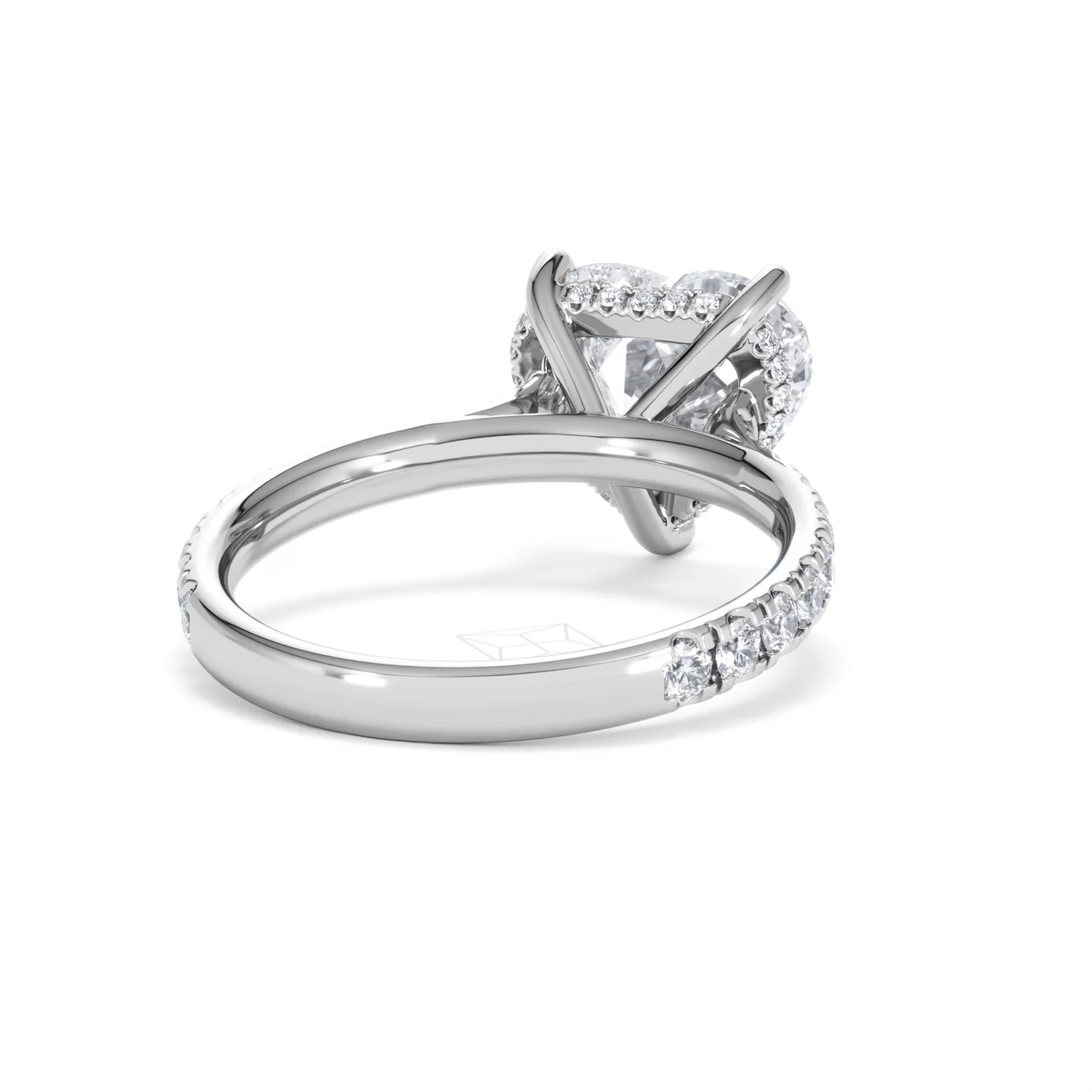 Amora Heart 3.36ct Hidden Halo Lab Diamond Engagement Ring With Side Stones Set in 18K Platinum - Image 43