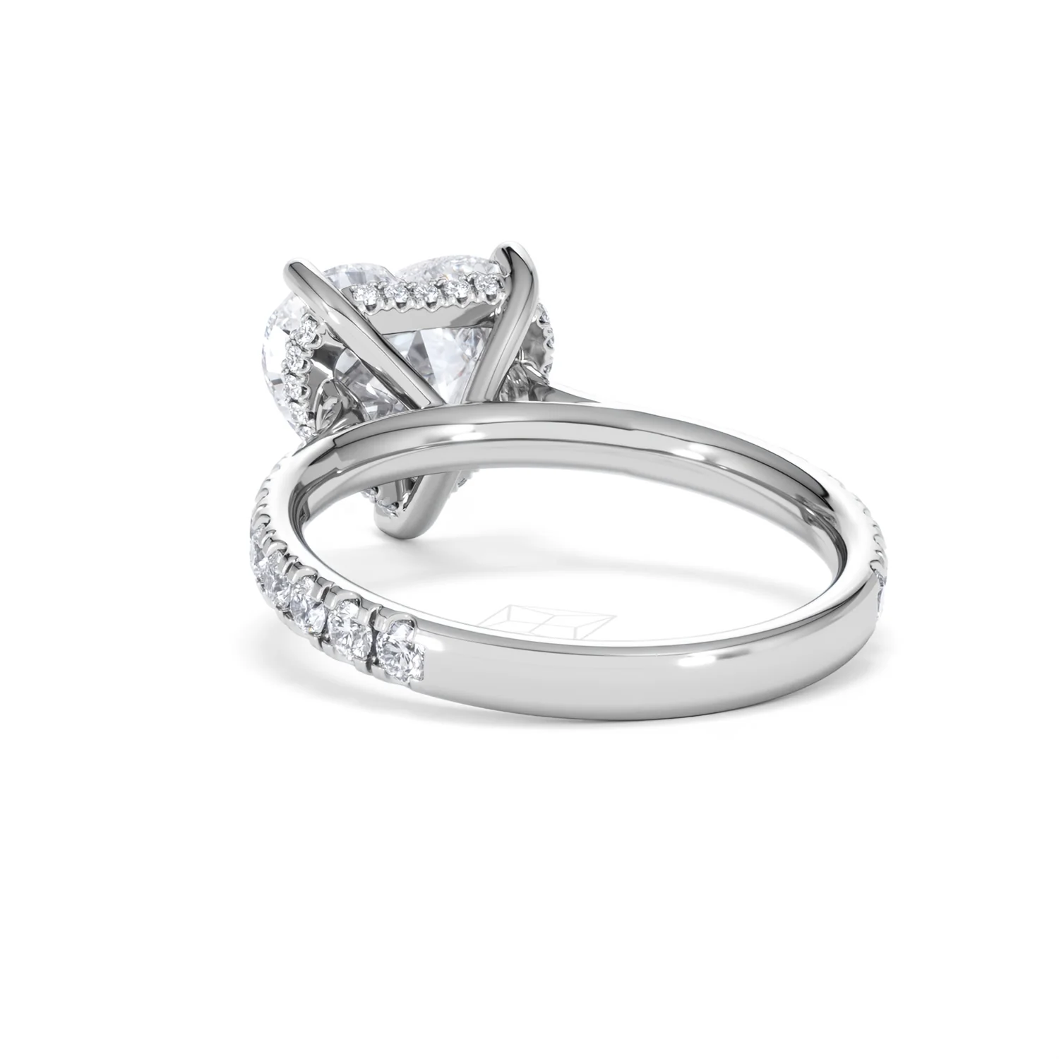 Amora Heart 3.36ct Hidden Halo Lab Diamond Engagement Ring With Side Stones Set in 18K Platinum - Image 53