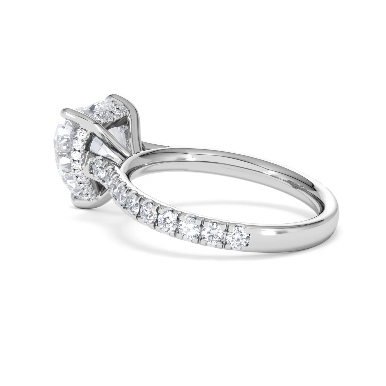 Amora Heart 3.36ct Hidden Halo Lab Diamond Engagement Ring With Side Stones Set in 18K Platinum - Image 61