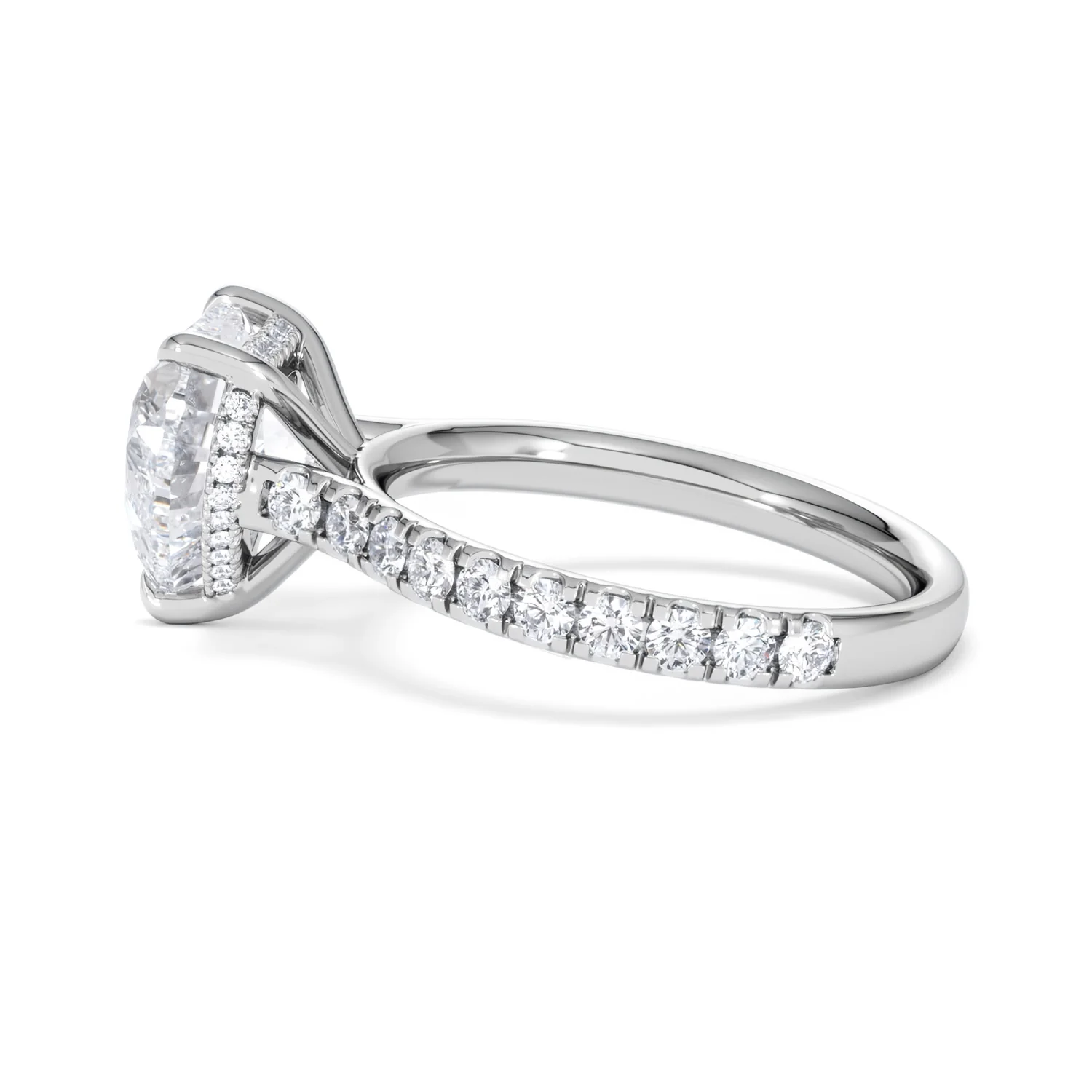 Amora Heart 3.36ct Hidden Halo Lab Diamond Engagement Ring With Side Stones Set in 18K Platinum - Image 66