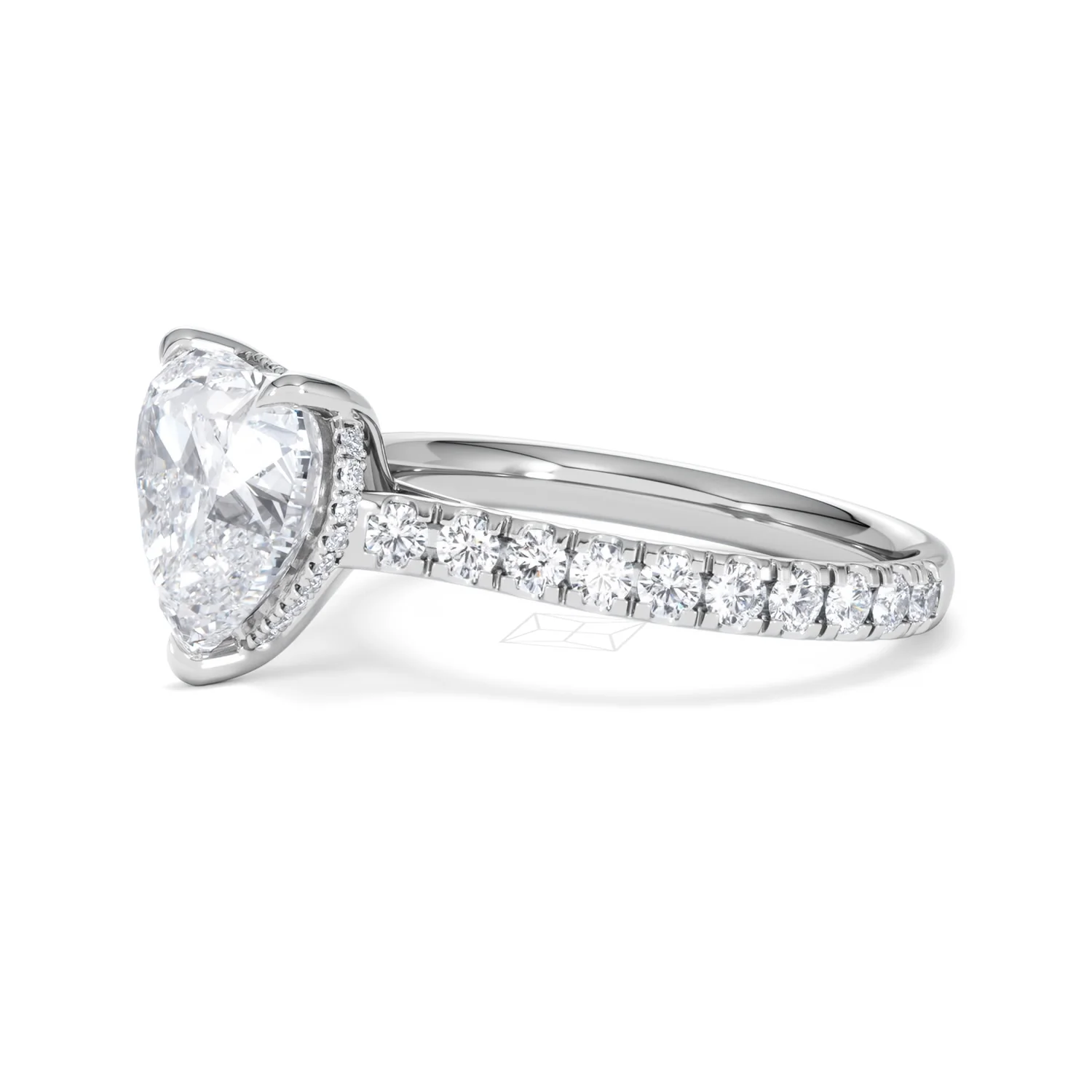 Amora Heart 3.36ct Hidden Halo Lab Diamond Engagement Ring With Side Stones Set in 18K Platinum - Image 74