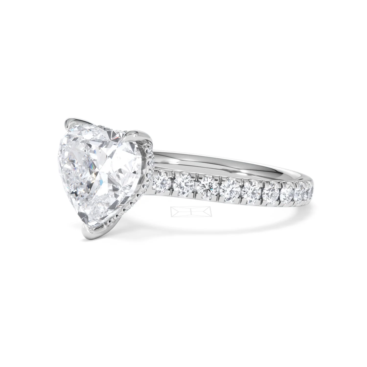 Amora Heart 3.36ct Hidden Halo Lab Diamond Engagement Ring With Side Stones Set in 18K Platinum - Image 78