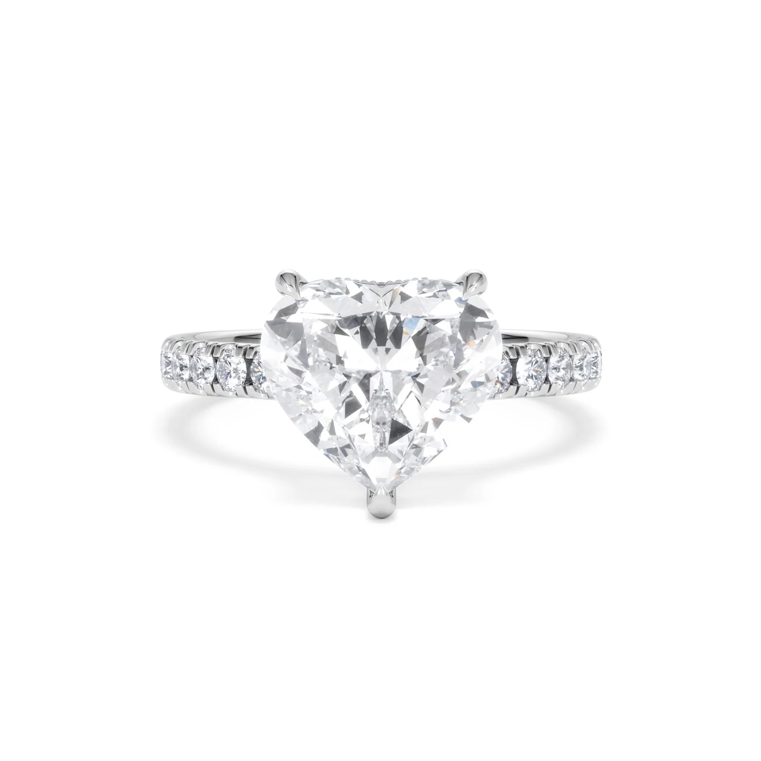 Amora Heart 3.36ct Hidden Halo Lab Diamond Engagement Ring With Side Stones Set in 18K Platinum - Image 8