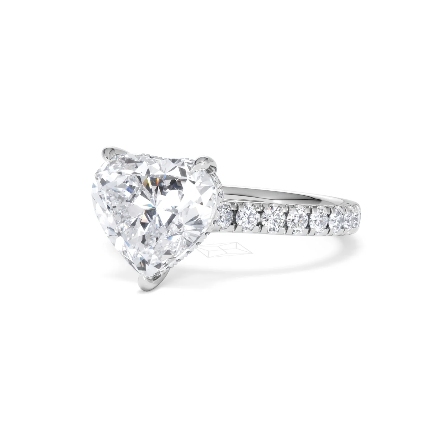 Amora Heart 3.36ct Hidden Halo Lab Diamond Engagement Ring With Side Stones Set in 18K Platinum - Image 82