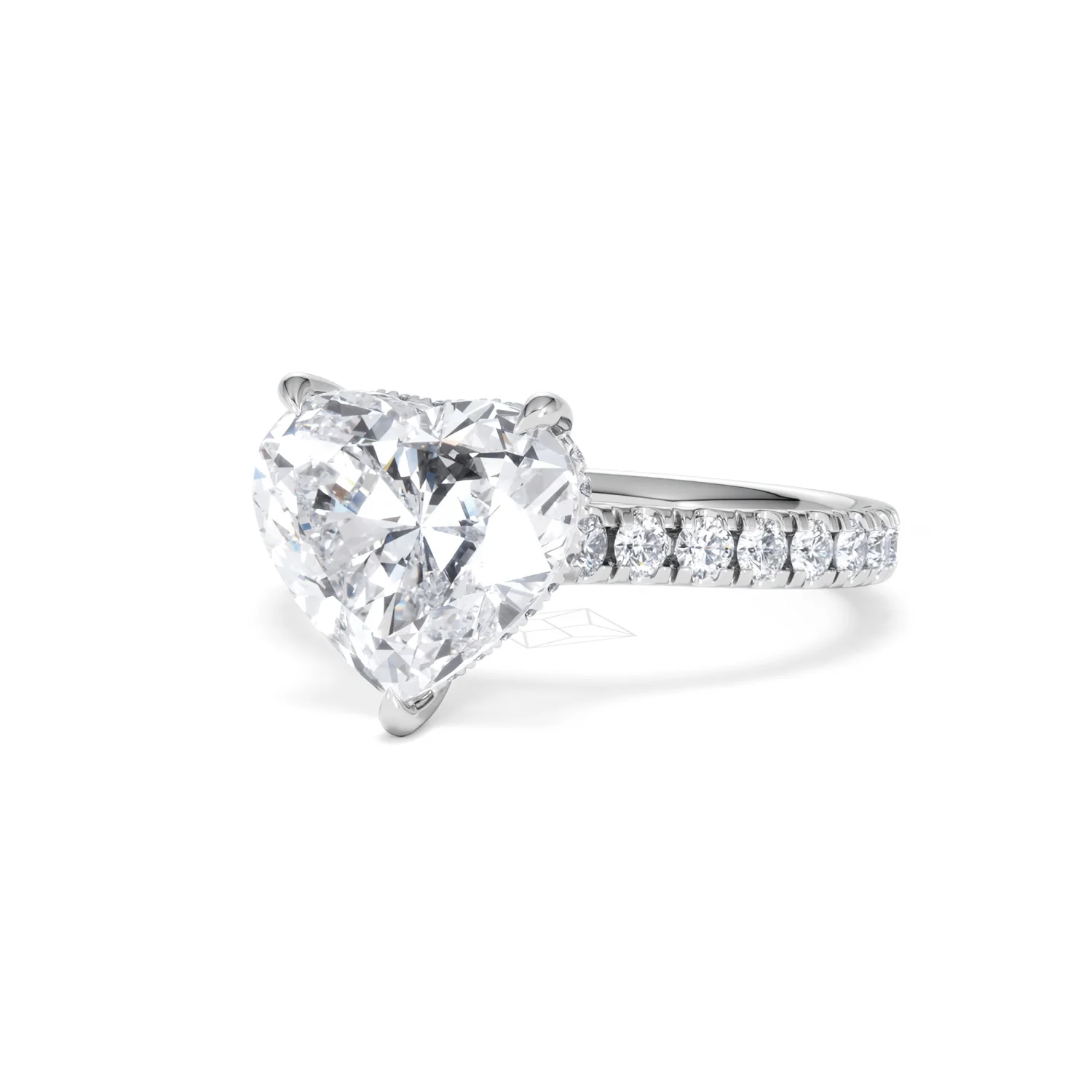 Amora Heart 3.36ct Hidden Halo Lab Diamond Engagement Ring With Side Stones Set in 18K Platinum - Image 83