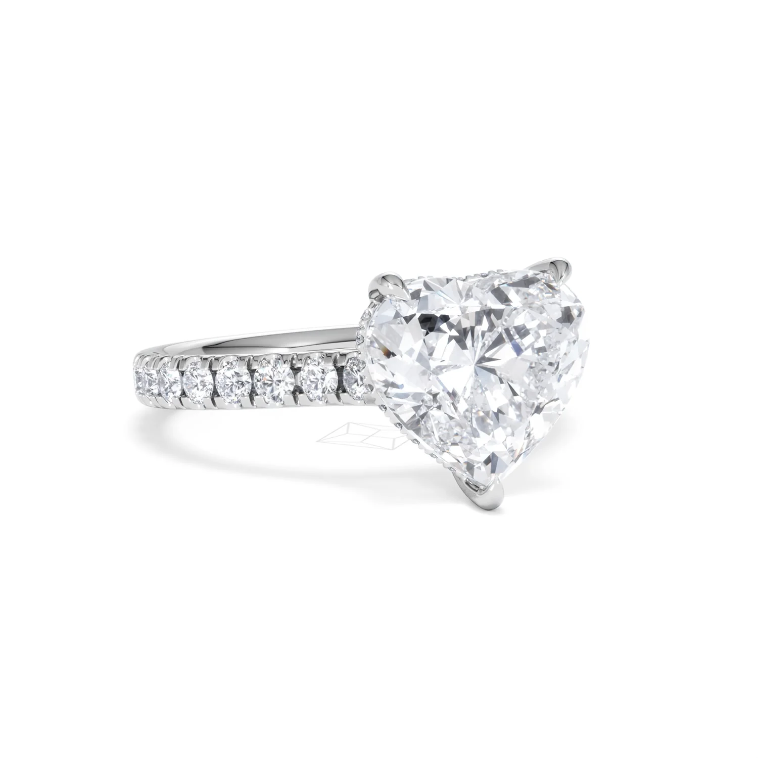 Amora Heart 3.36ct Hidden Halo Lab Diamond Engagement Ring With Side Stones Set in 18K White Gold - Image 13