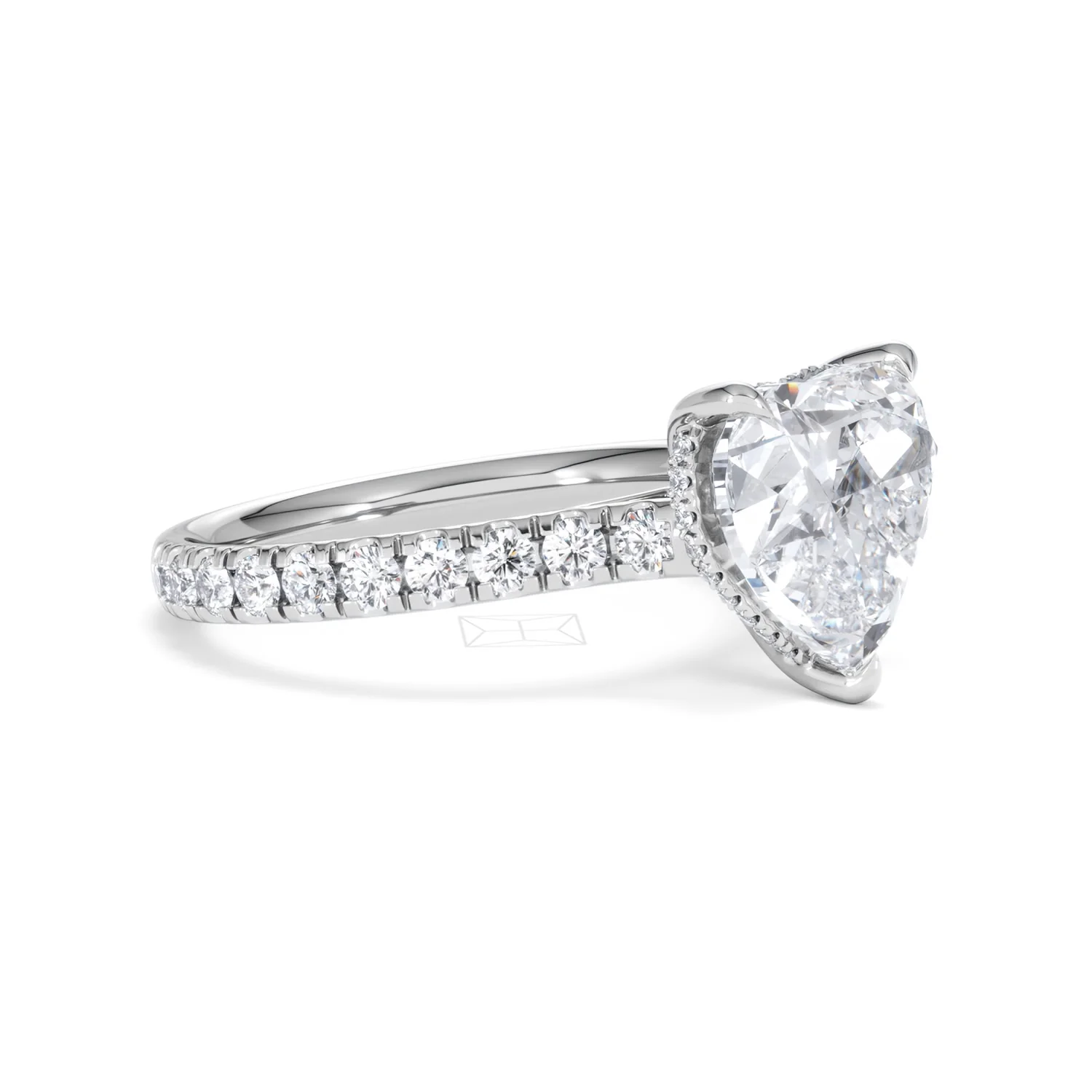 Amora Heart 3.36ct Hidden Halo Lab Diamond Engagement Ring With Side Stones Set in 18K White Gold - Image 19