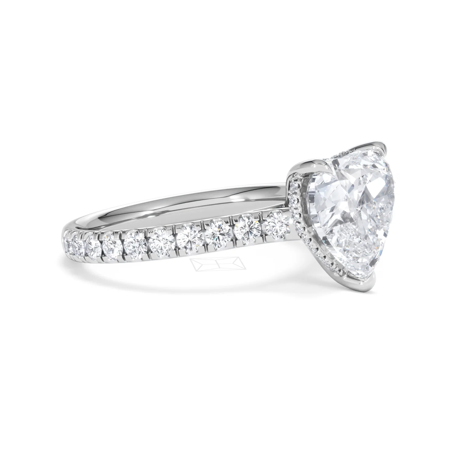 Amora Heart 3.36ct Hidden Halo Lab Diamond Engagement Ring With Side Stones Set in 18K White Gold - Image 20