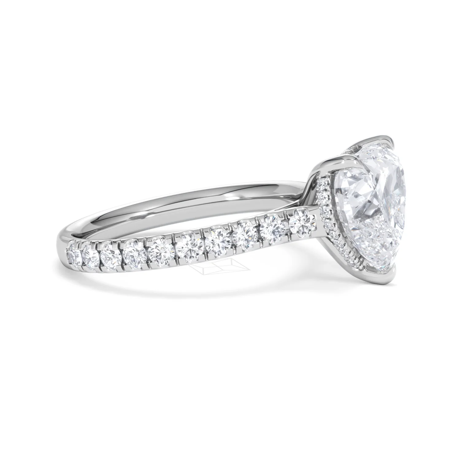 Amora Heart 3.36ct Hidden Halo Lab Diamond Engagement Ring With Side Stones Set in 18K White Gold - Image 23
