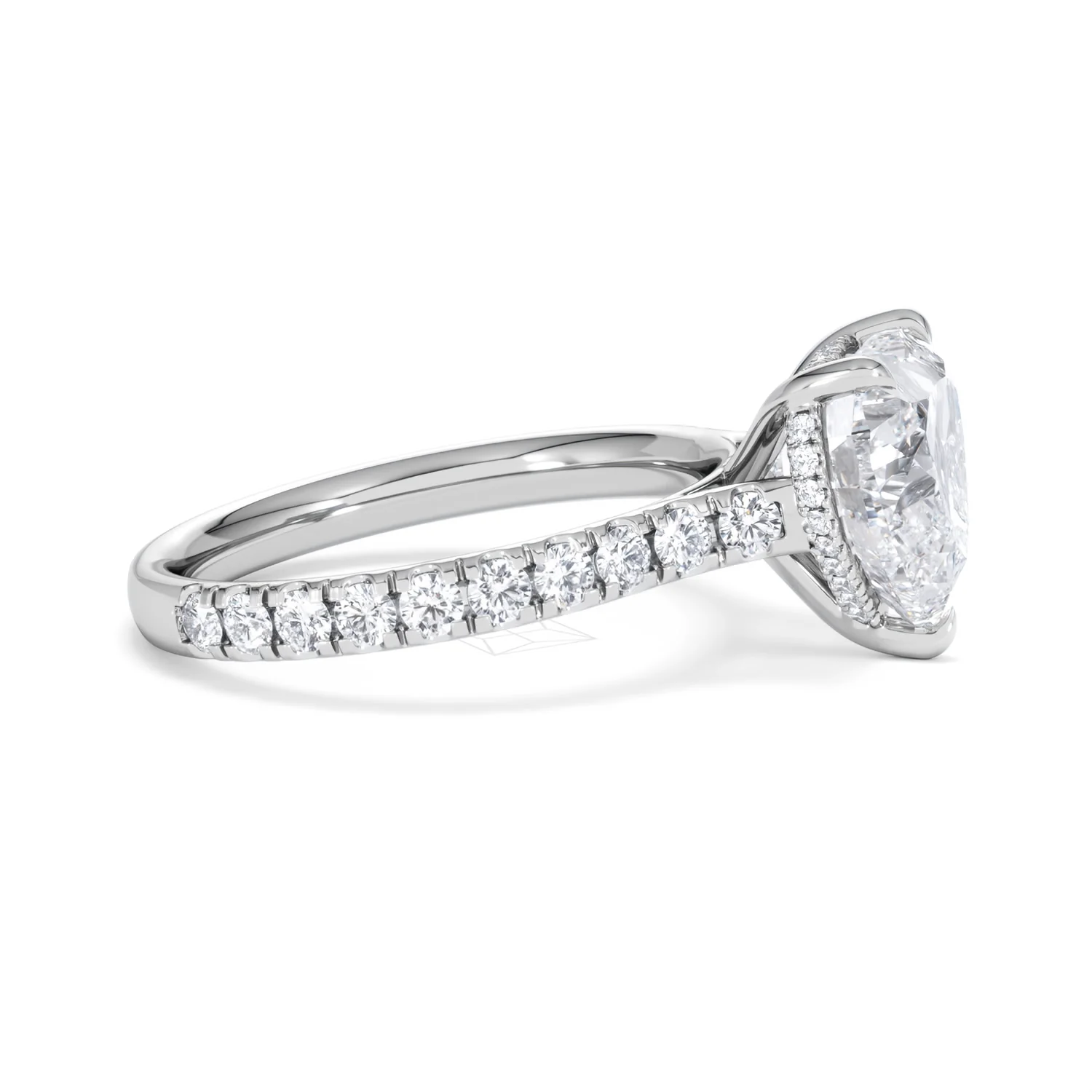 Amora Heart 3.36ct Hidden Halo Lab Diamond Engagement Ring With Side Stones Set in 18K White Gold - Image 25
