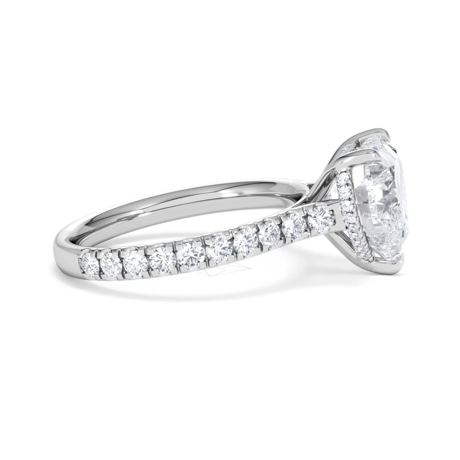 Amora Heart 3.36ct Hidden Halo Lab Diamond Engagement Ring With Side Stones Set in 18K White Gold - Image 26