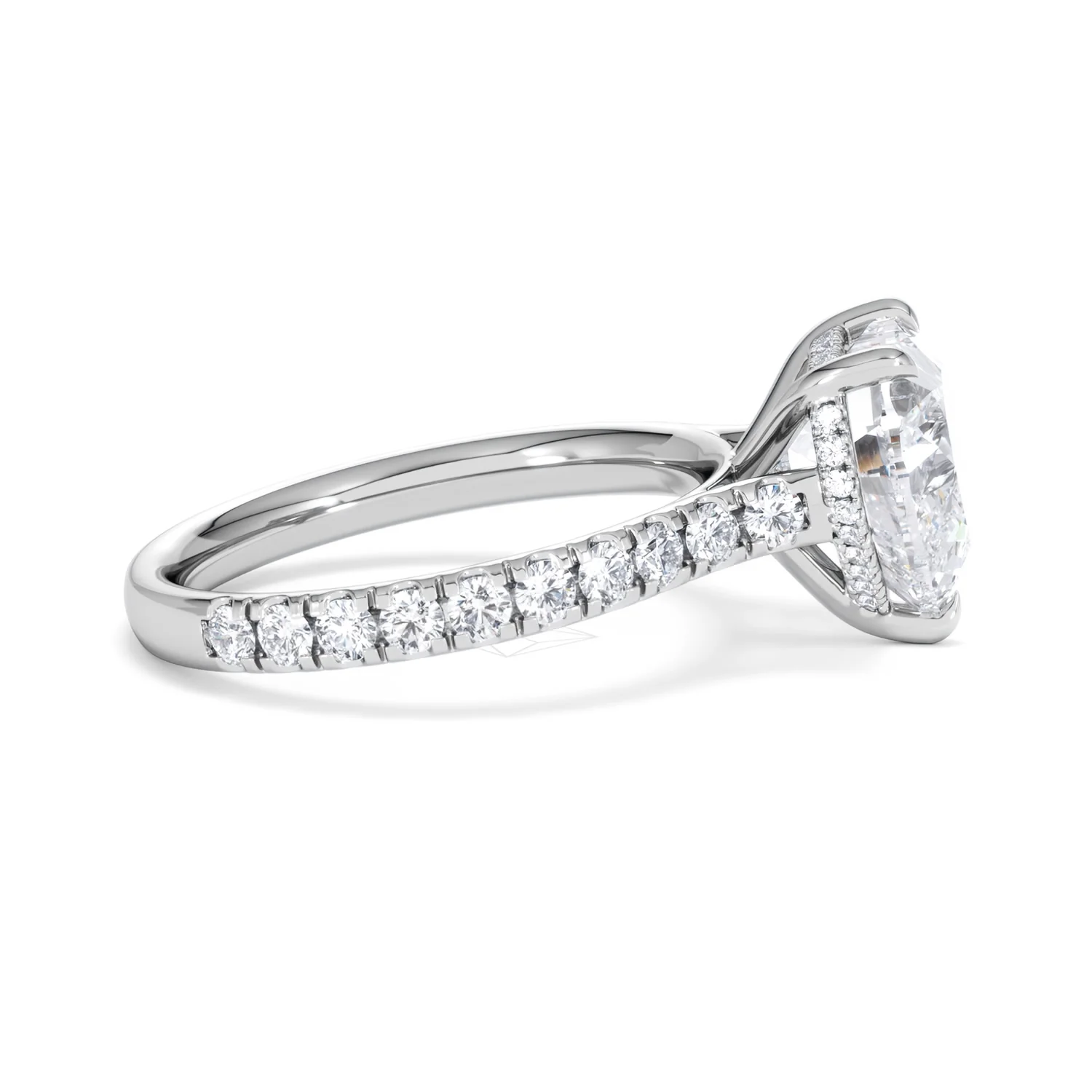 Amora Heart 3.36ct Hidden Halo Lab Diamond Engagement Ring With Side Stones Set in 18K White Gold - Image 27
