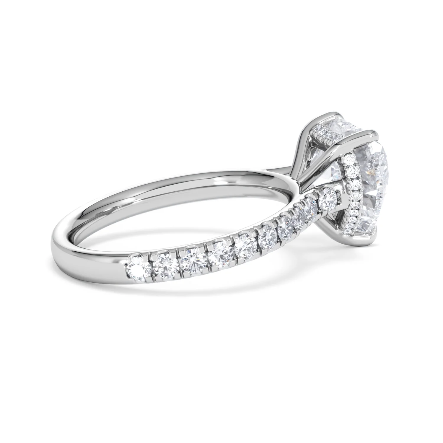 Amora Heart 3.36ct Hidden Halo Lab Diamond Engagement Ring With Side Stones Set in 18K White Gold - Image 32