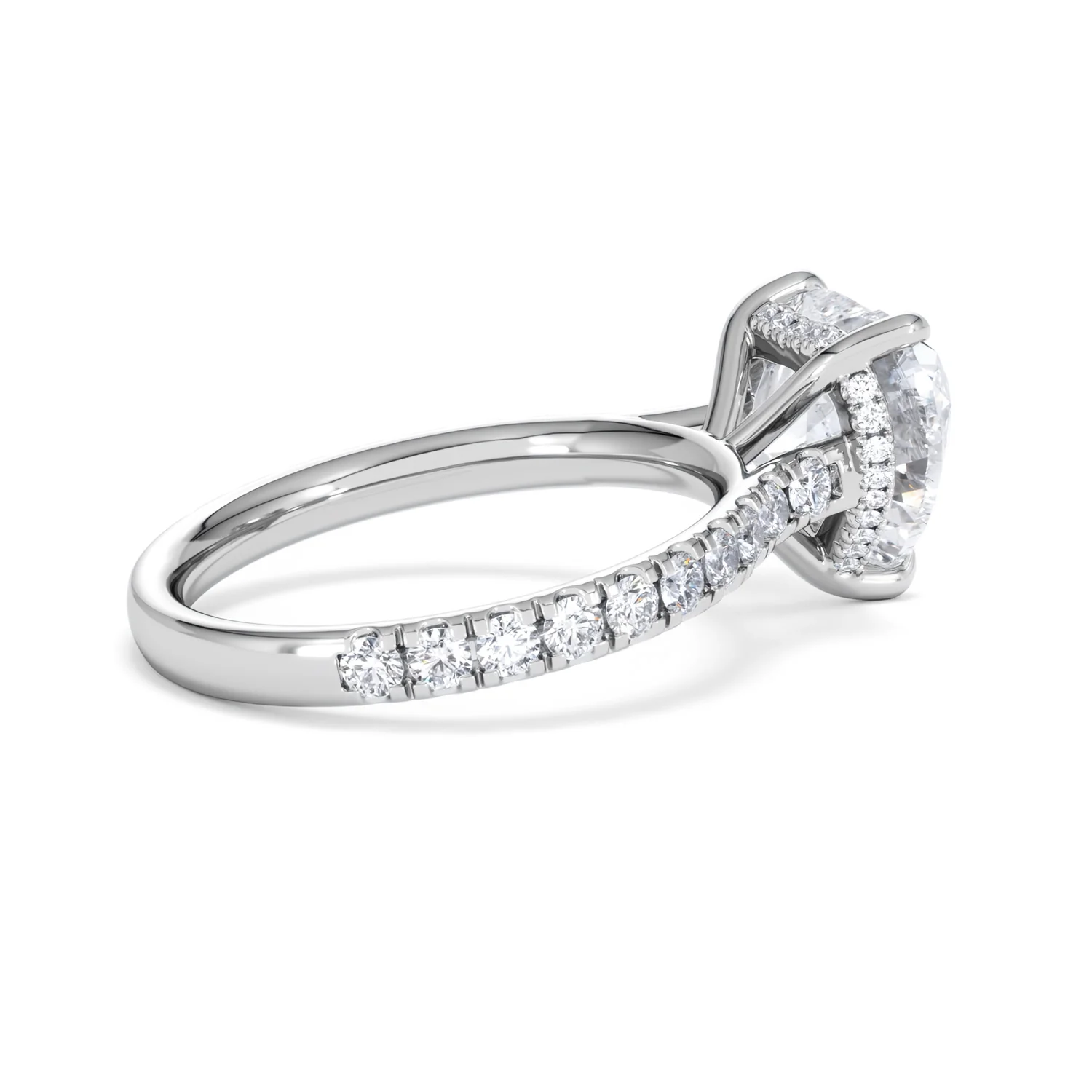 Amora Heart 3.36ct Hidden Halo Lab Diamond Engagement Ring With Side Stones Set in 18K White Gold - Image 33