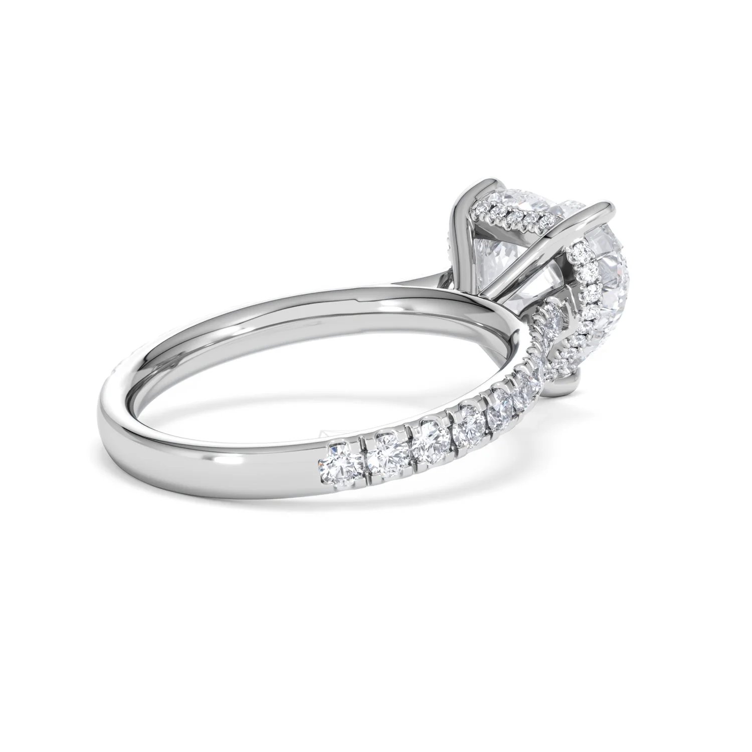 Amora Heart 3.36ct Hidden Halo Lab Diamond Engagement Ring With Side Stones Set in 18K White Gold - Image 37