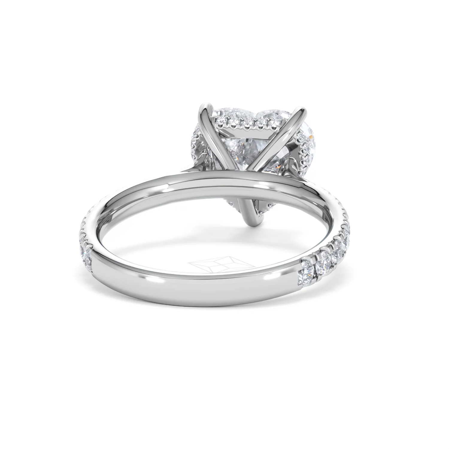 Amora Heart 3.36ct Hidden Halo Lab Diamond Engagement Ring With Side Stones Set in 18K White Gold - Image 45