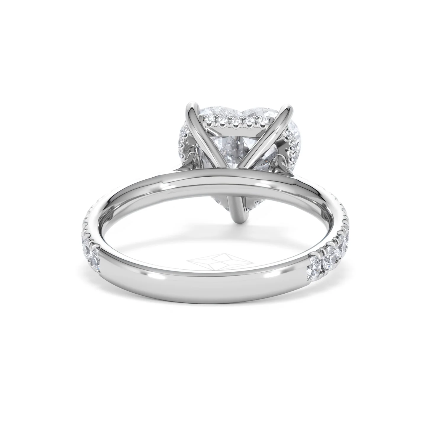 Amora Heart 3.36ct Hidden Halo Lab Diamond Engagement Ring With Side Stones Set in 18K White Gold - Image 46