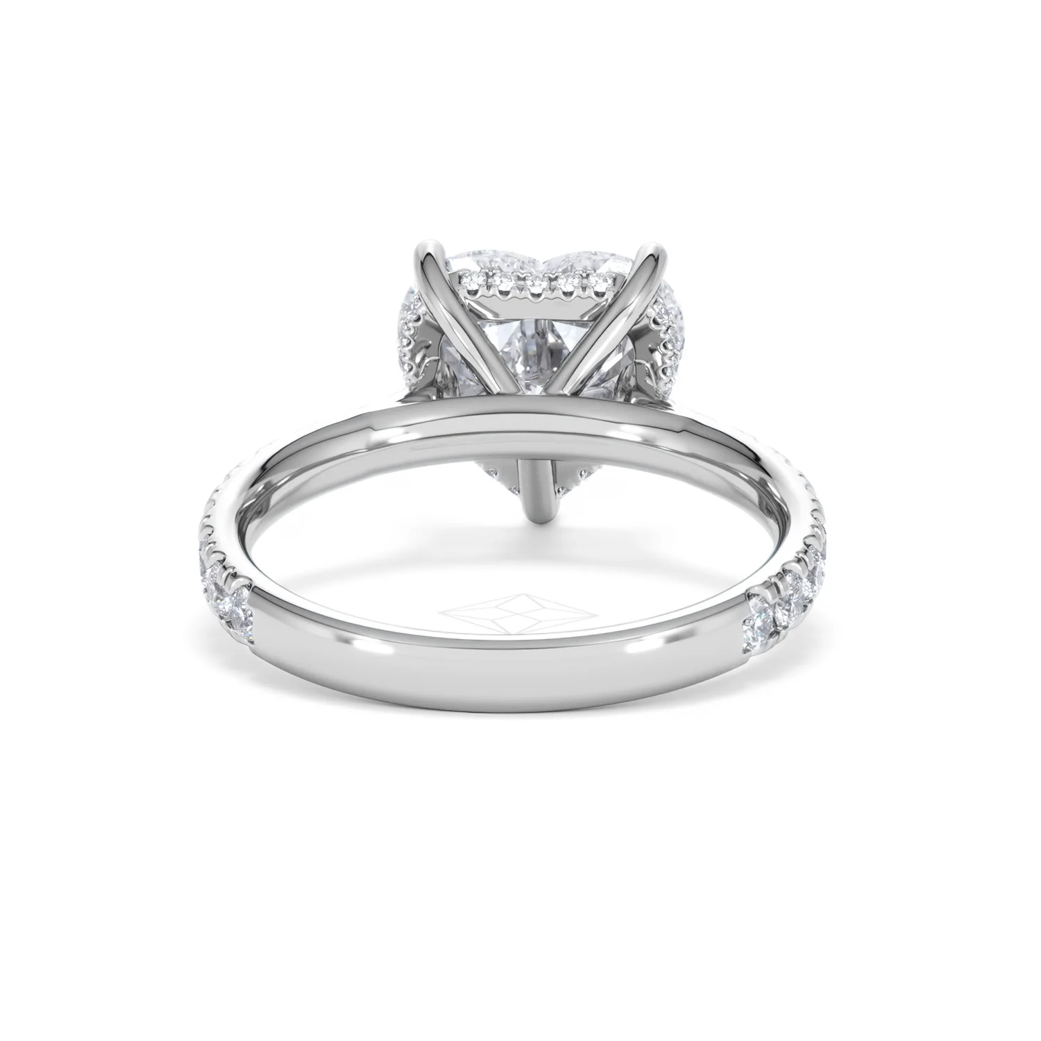 Amora Heart 3.36ct Hidden Halo Lab Diamond Engagement Ring With Side Stones Set in 18K White Gold - Image 47