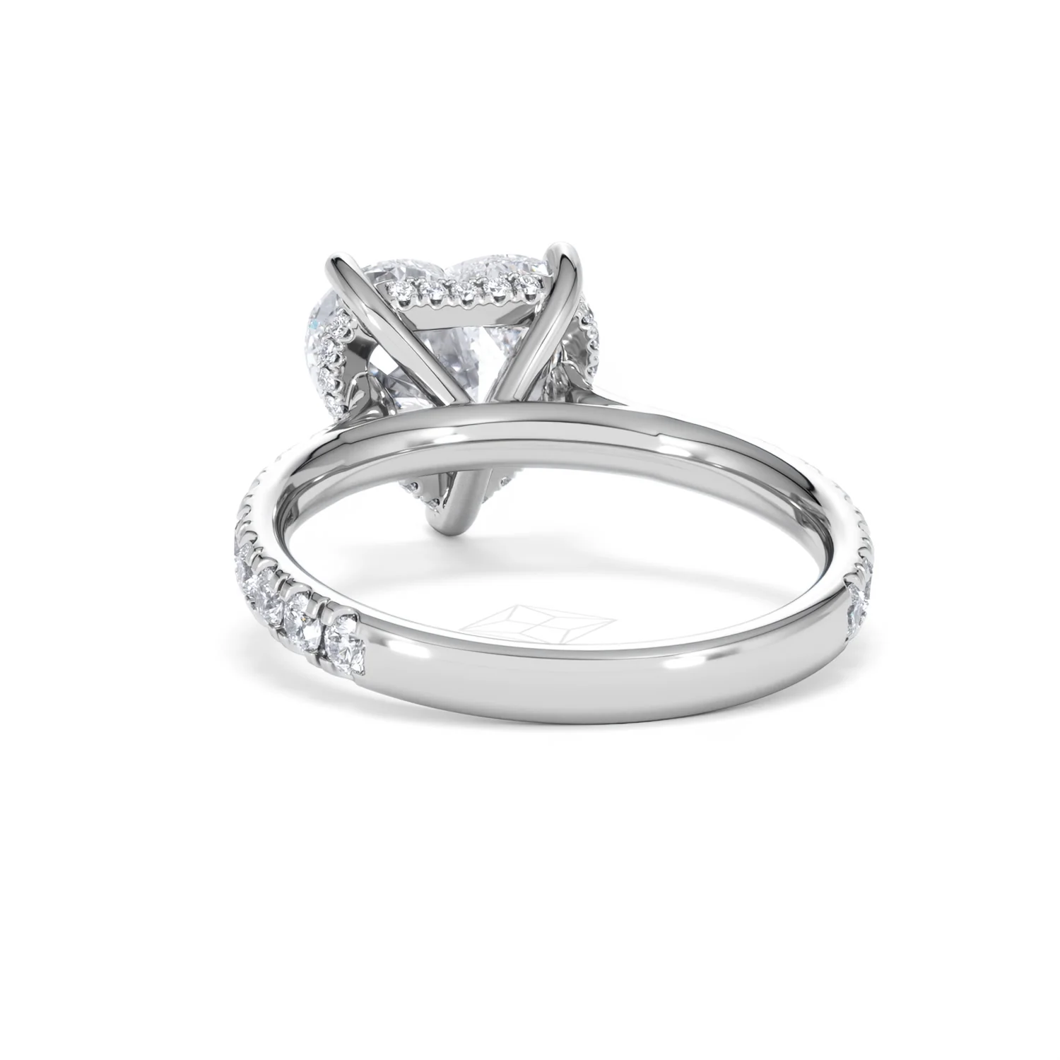 Amora Heart 3.36ct Hidden Halo Lab Diamond Engagement Ring With Side Stones Set in 18K White Gold - Image 51