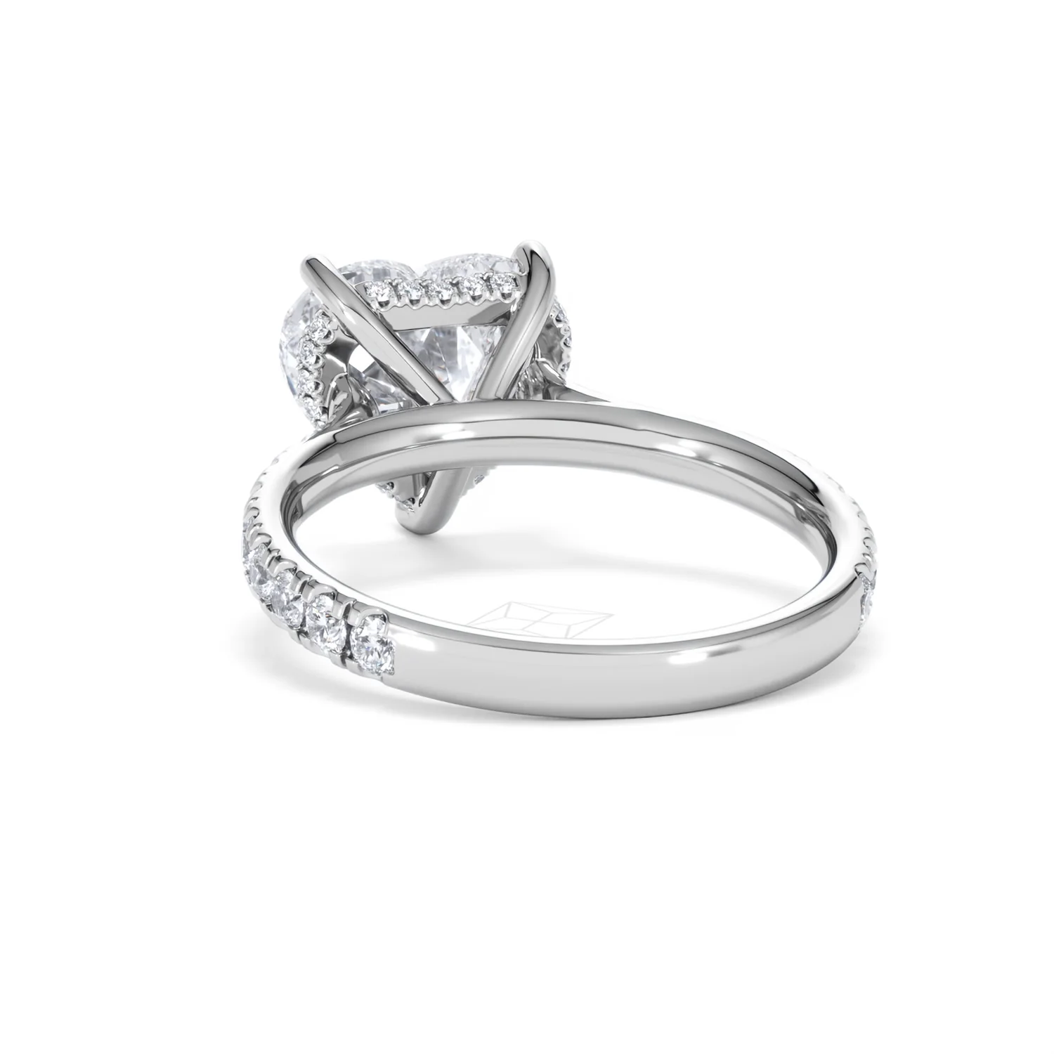 Amora Heart 3.36ct Hidden Halo Lab Diamond Engagement Ring With Side Stones Set in 18K White Gold - Image 52
